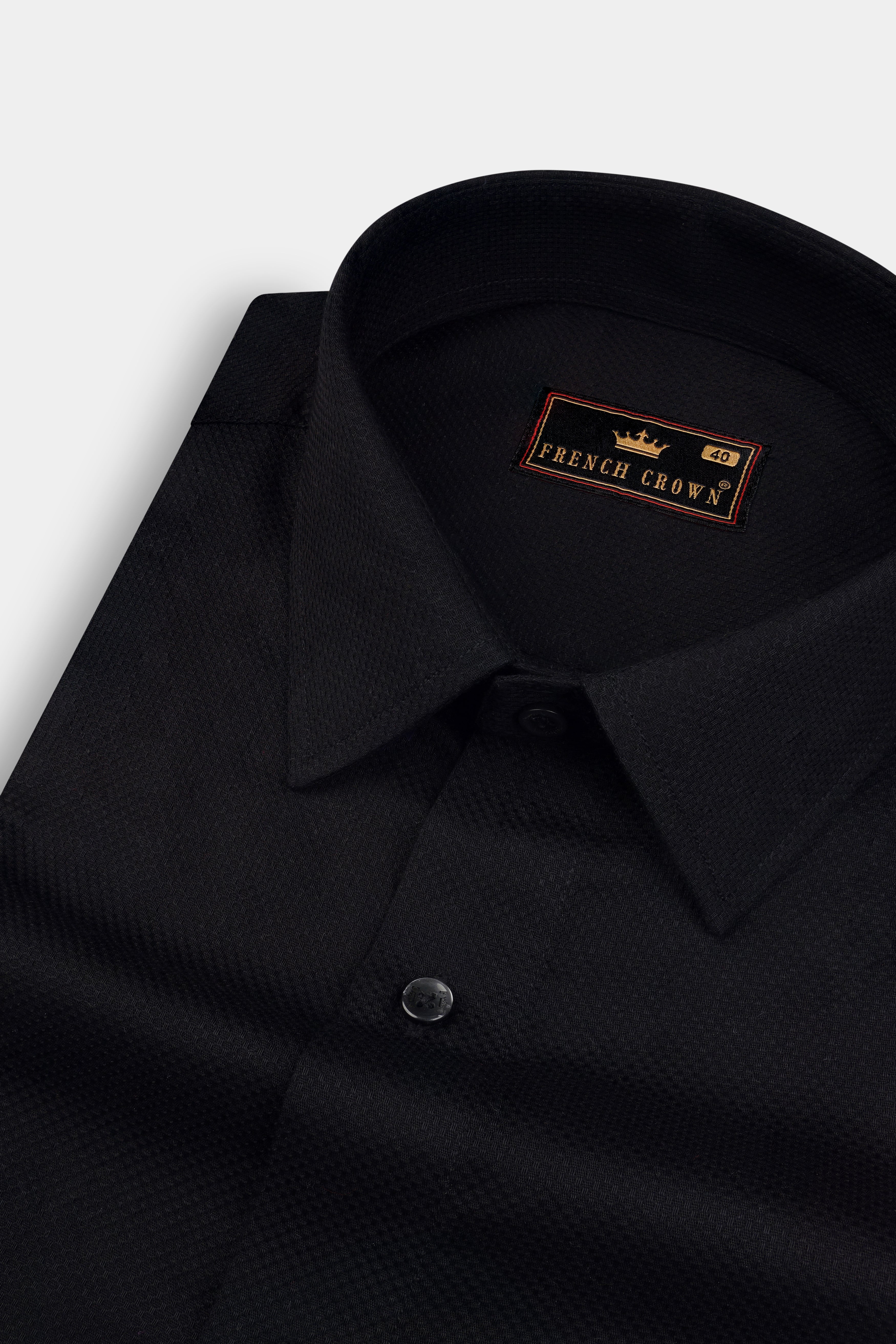 Jade Black Dobby Textured Premium Giza Cotton Shirt