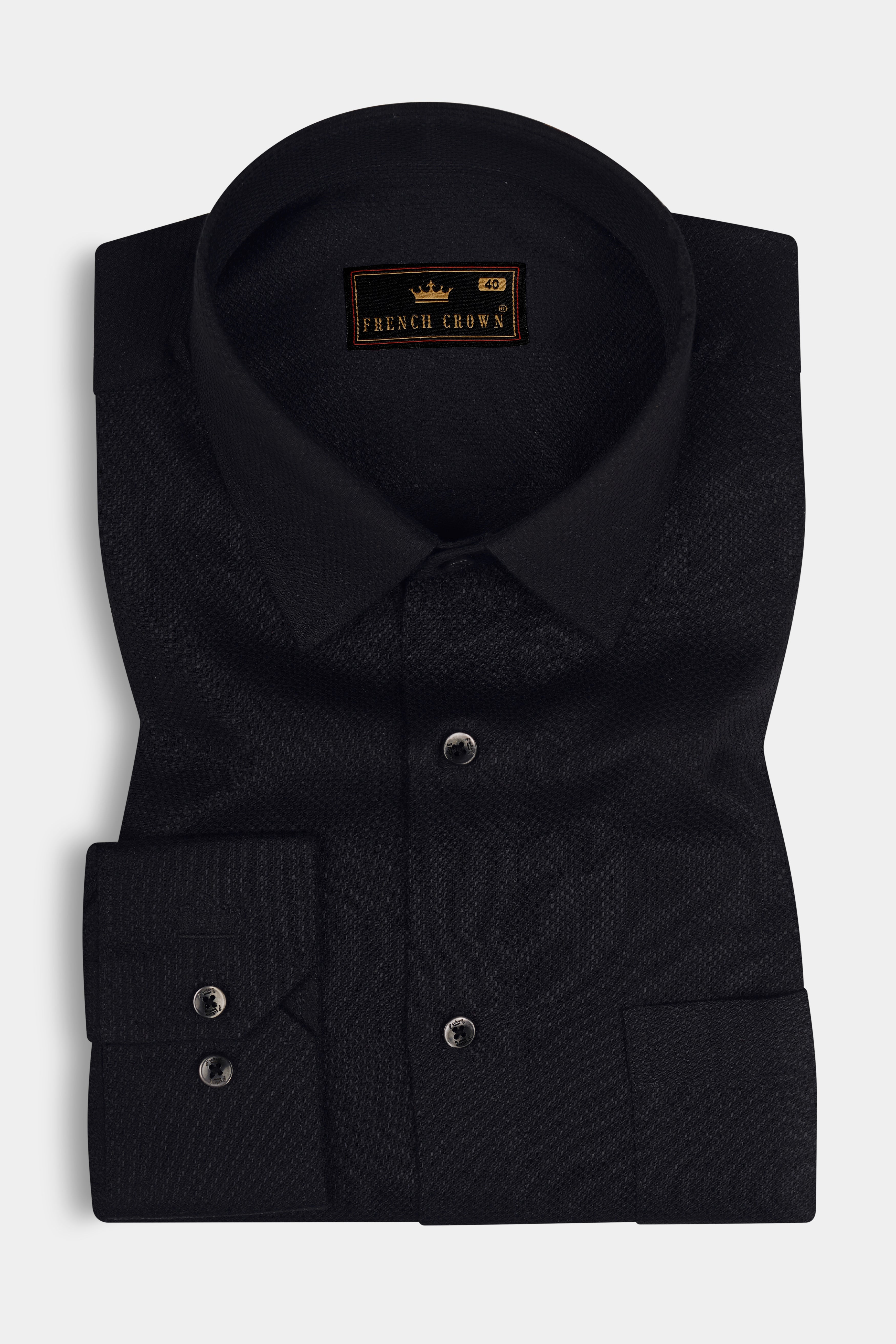 Jade Black Dobby Textured Premium Giza Cotton Shirt