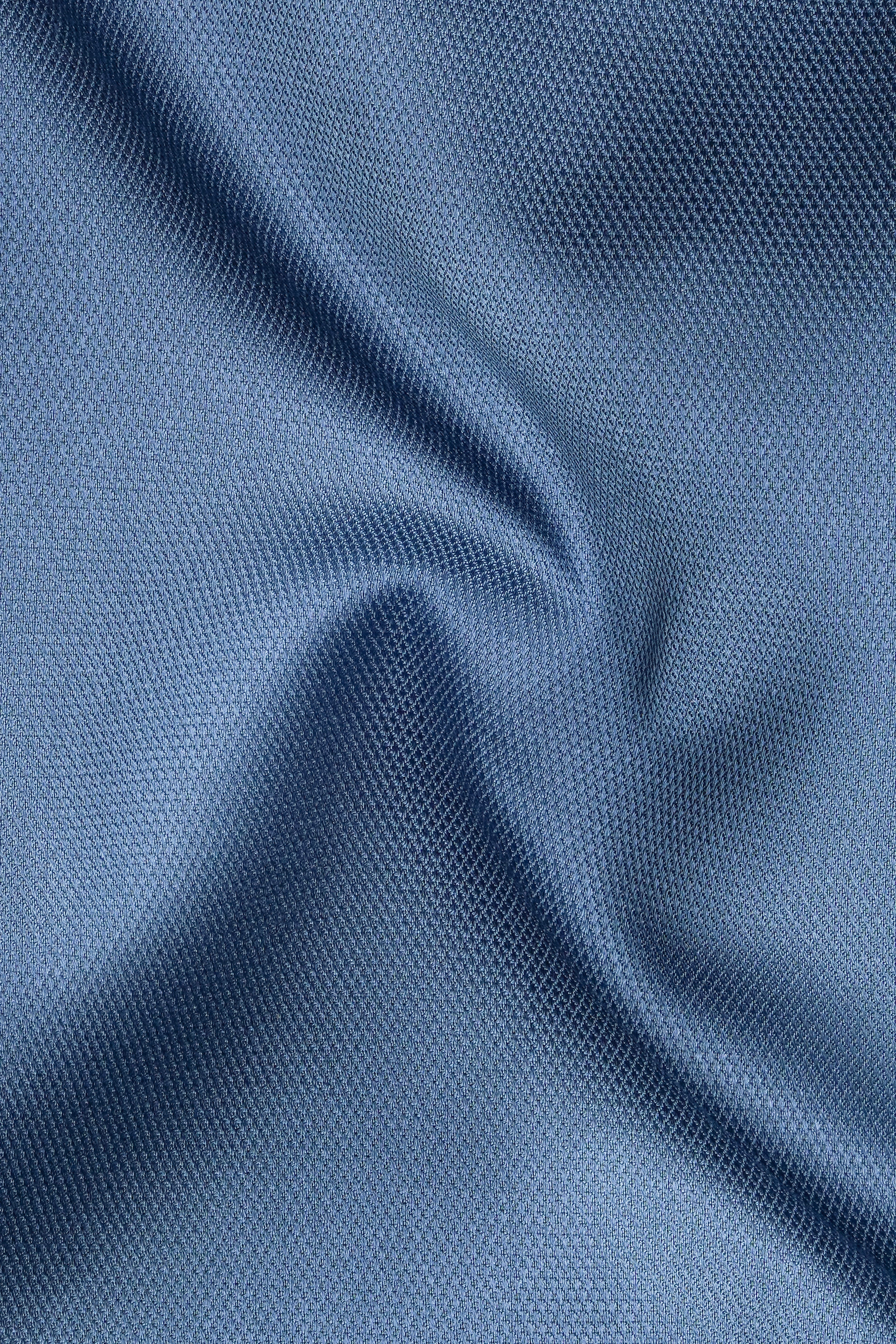 Bismark Blue Dobby Textured Premium Giza Cotton Shirt