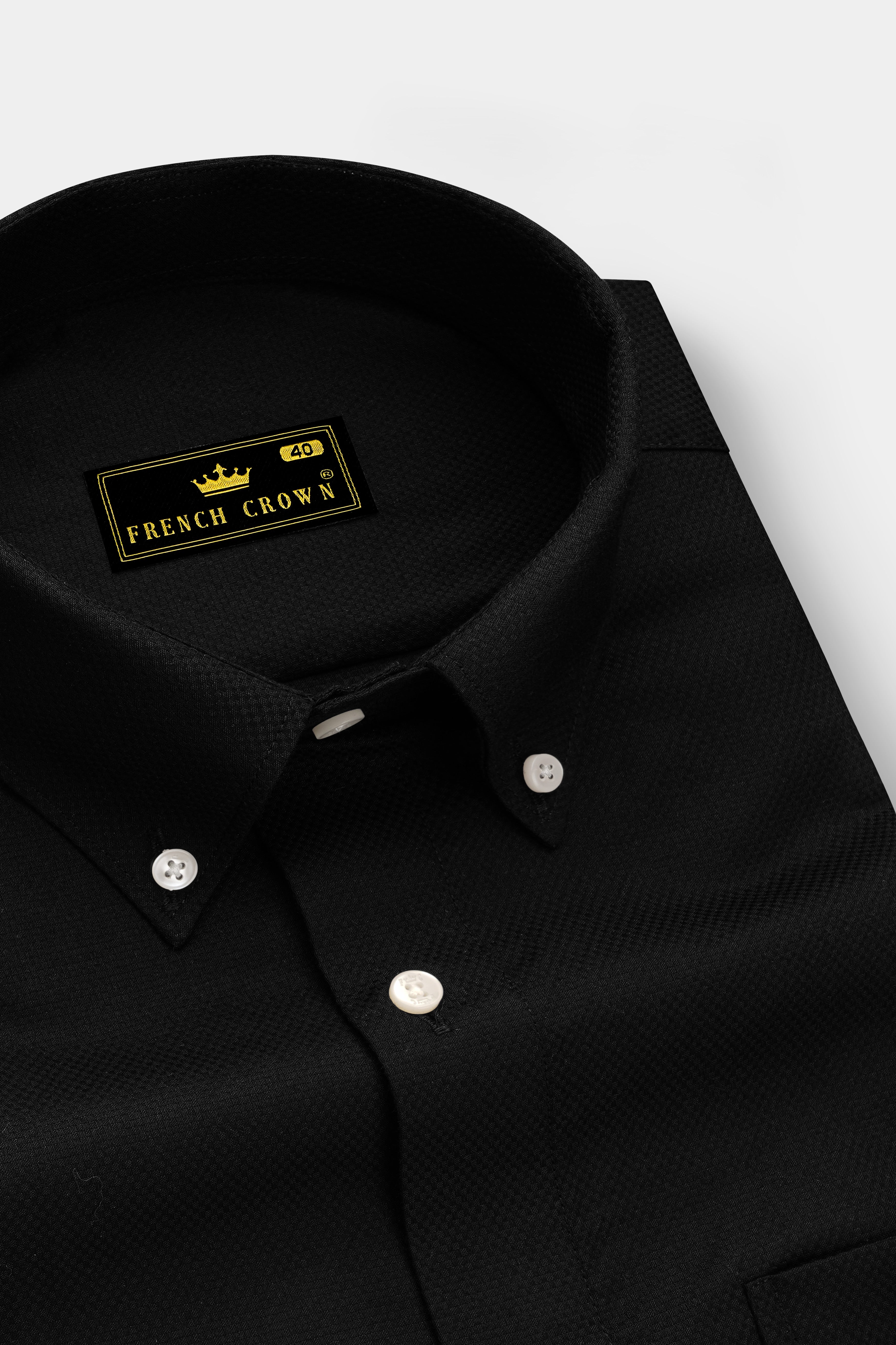 Jade Black Dobby Textured Premium Giza Cotton Shirt