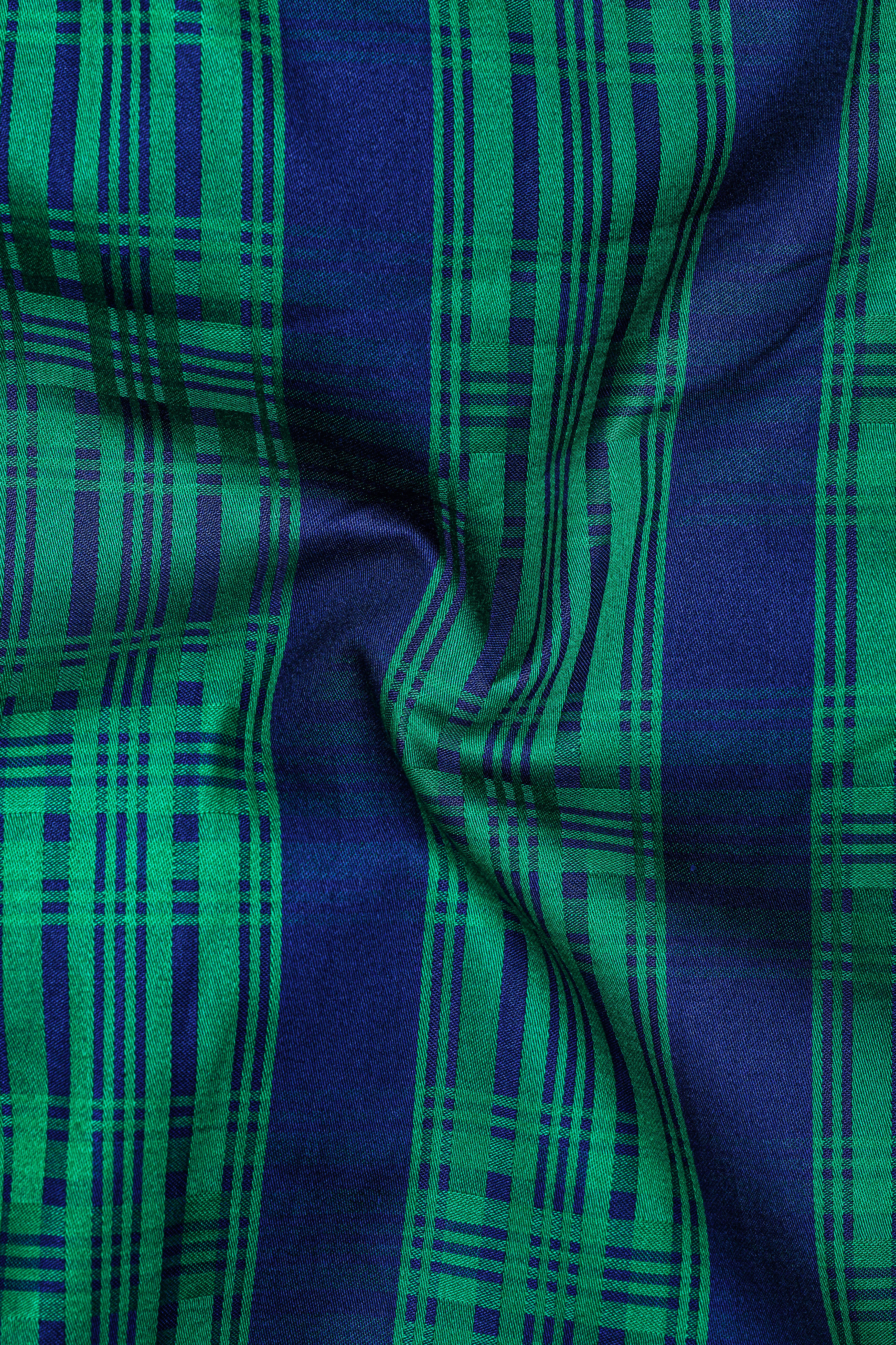 Eucalyptus Green with Rhino Blue Striped Dobby Premium Giza Cotton Shirt