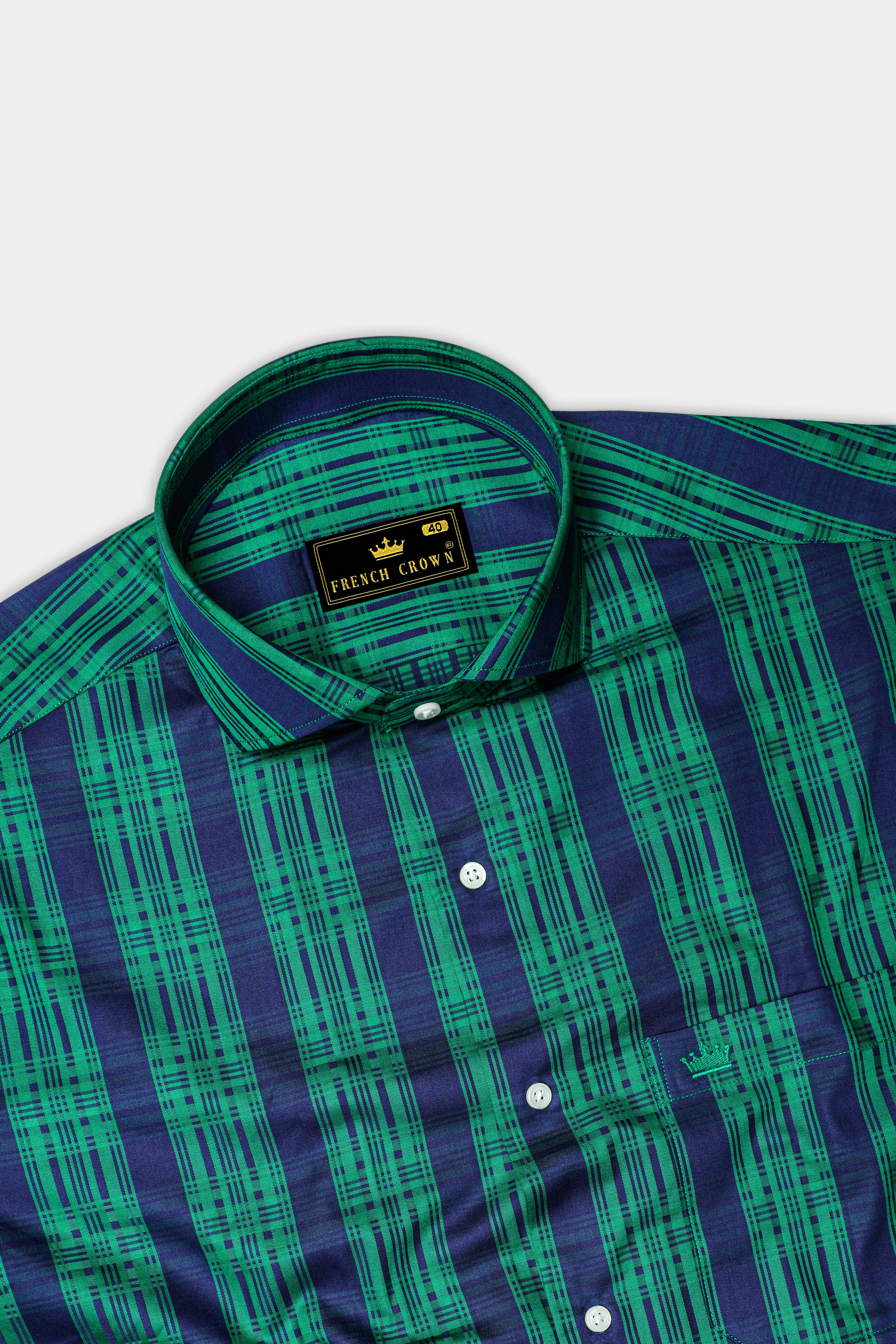 slim fit dress slacks Eucalyptus Green Casual Checks-Plaid Premium Cotton Shirt For Men