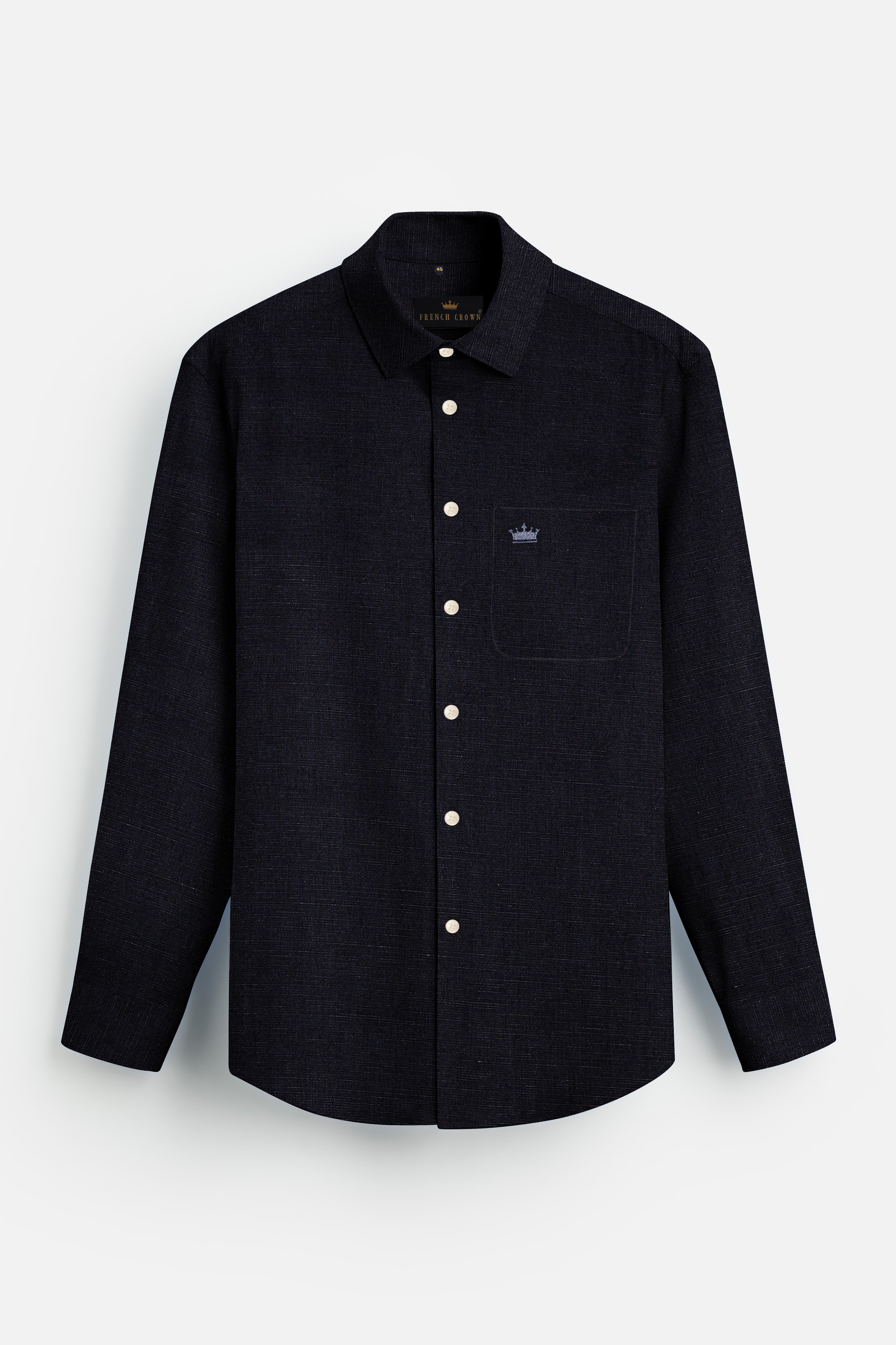 【極美品】Black Frayed Edge Linen Shirt 極美品】Black Frayed Edge Linen Shirt Black Frayed Edge