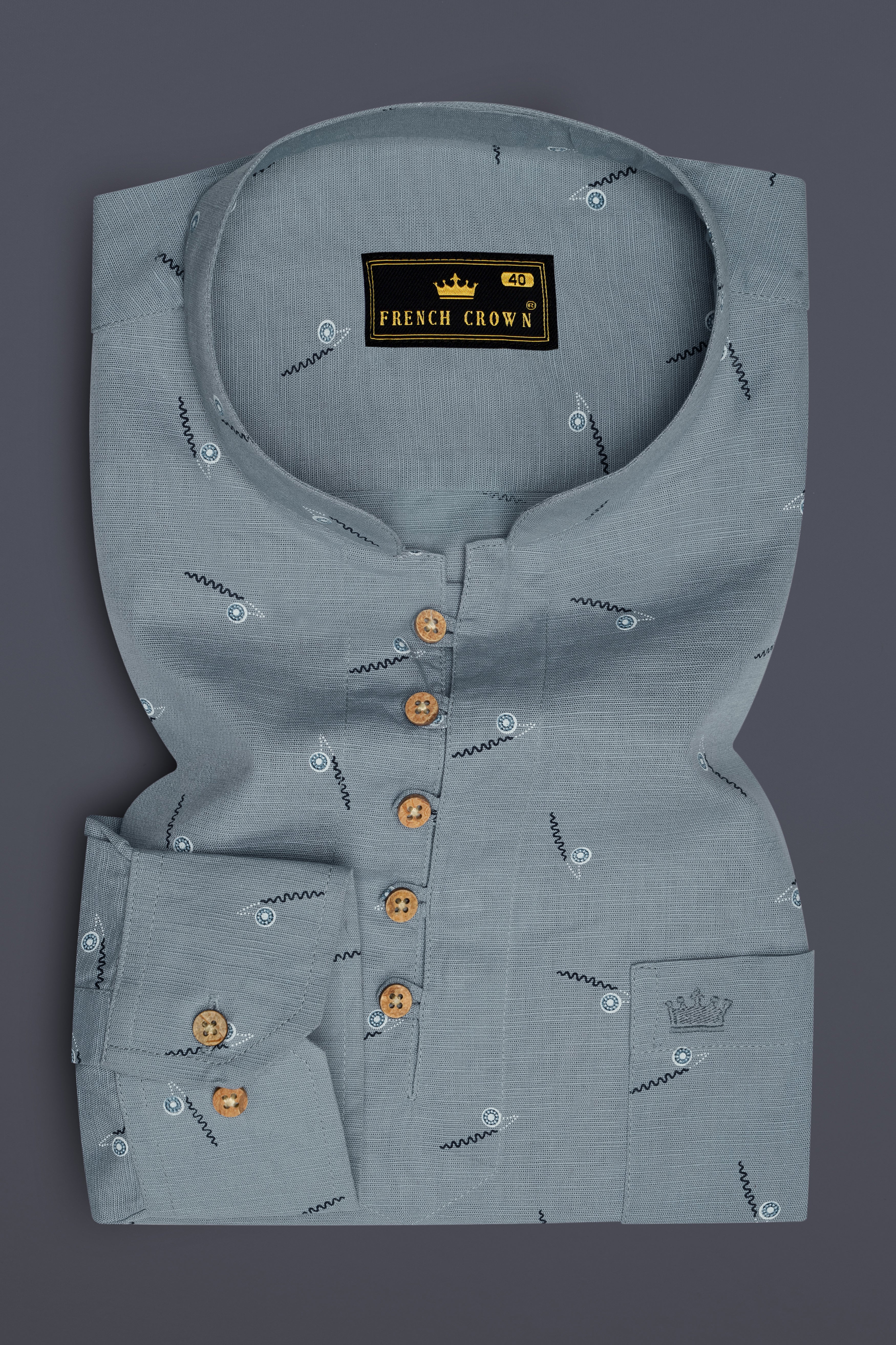 Cadet Gray Luxurious Linen Textured Kurta Shirt