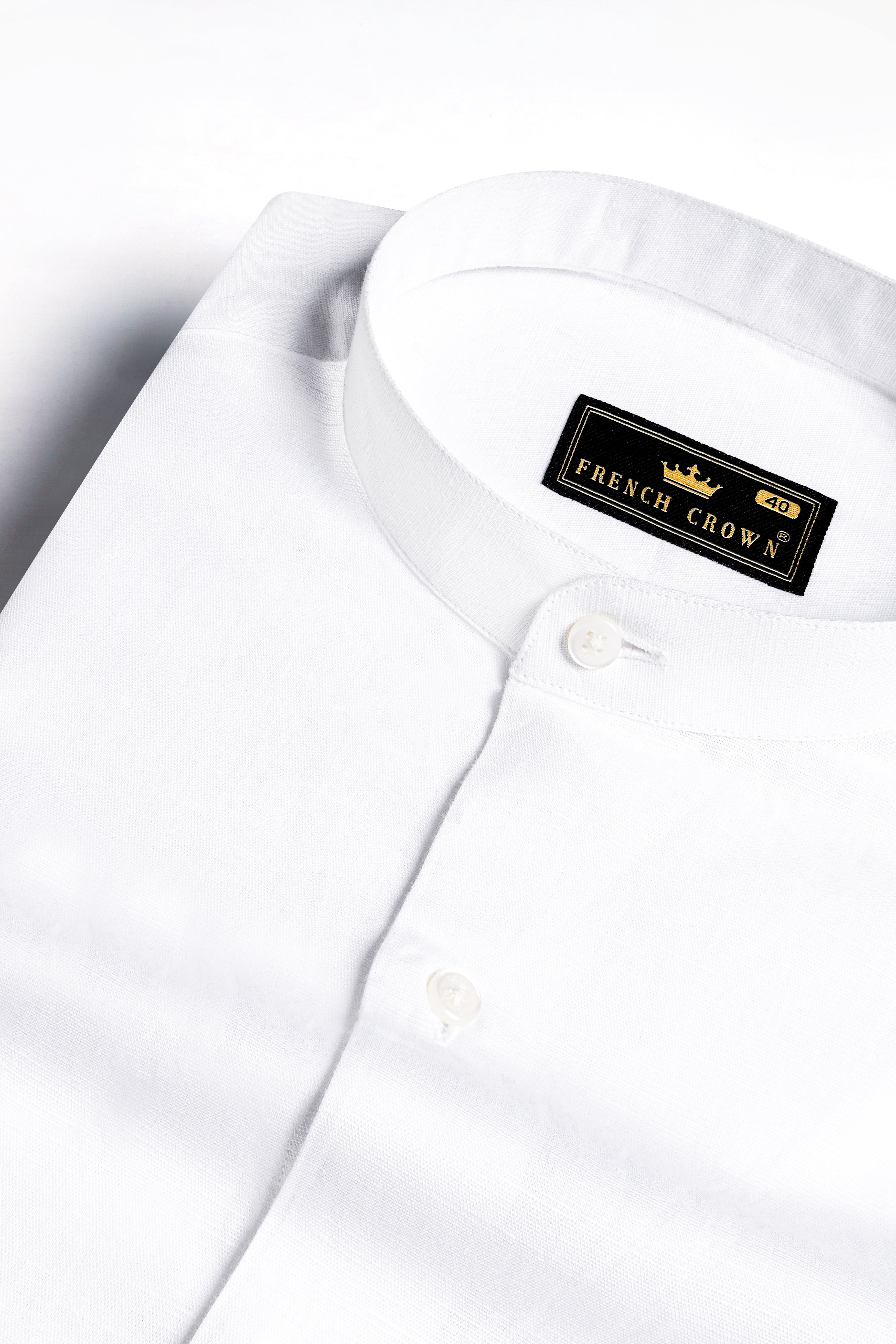 Bright White Formal Plain-solid Premium Linen Shirt For Men