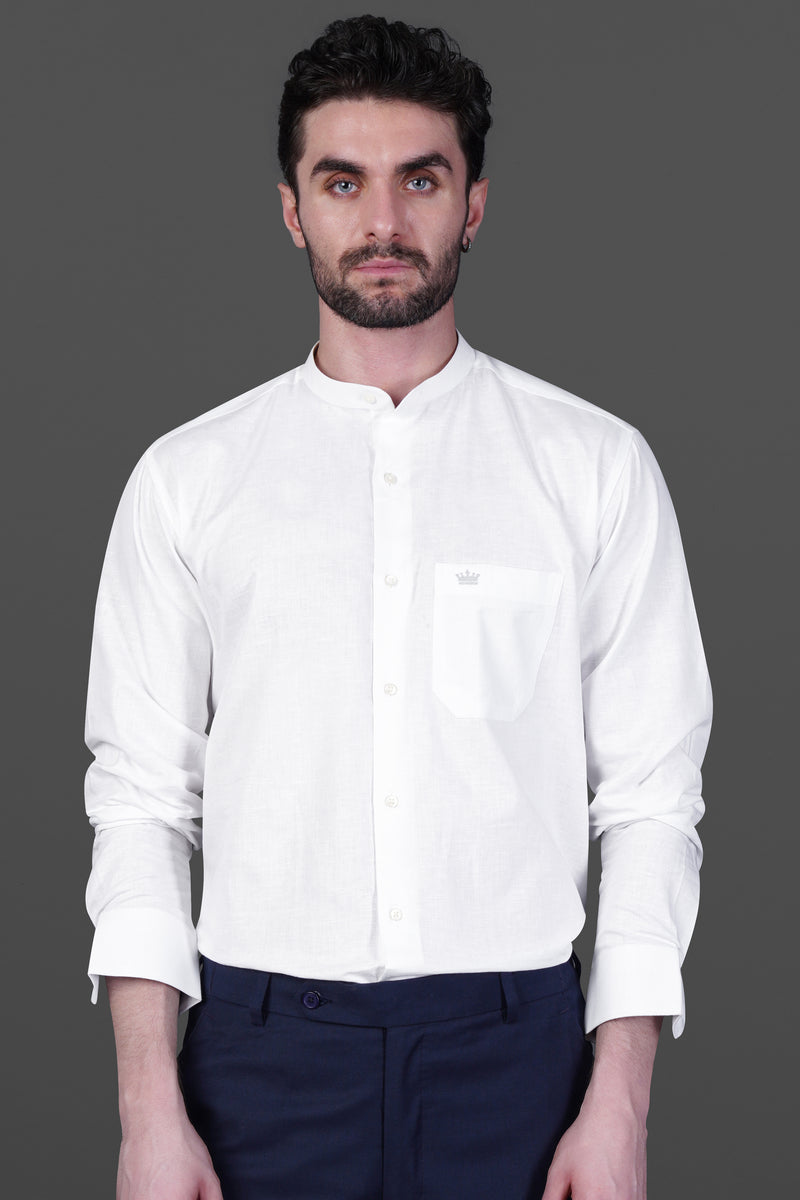 BRIGHT WHITE LUXURIOUS ITALIAN LINEN SHIRT