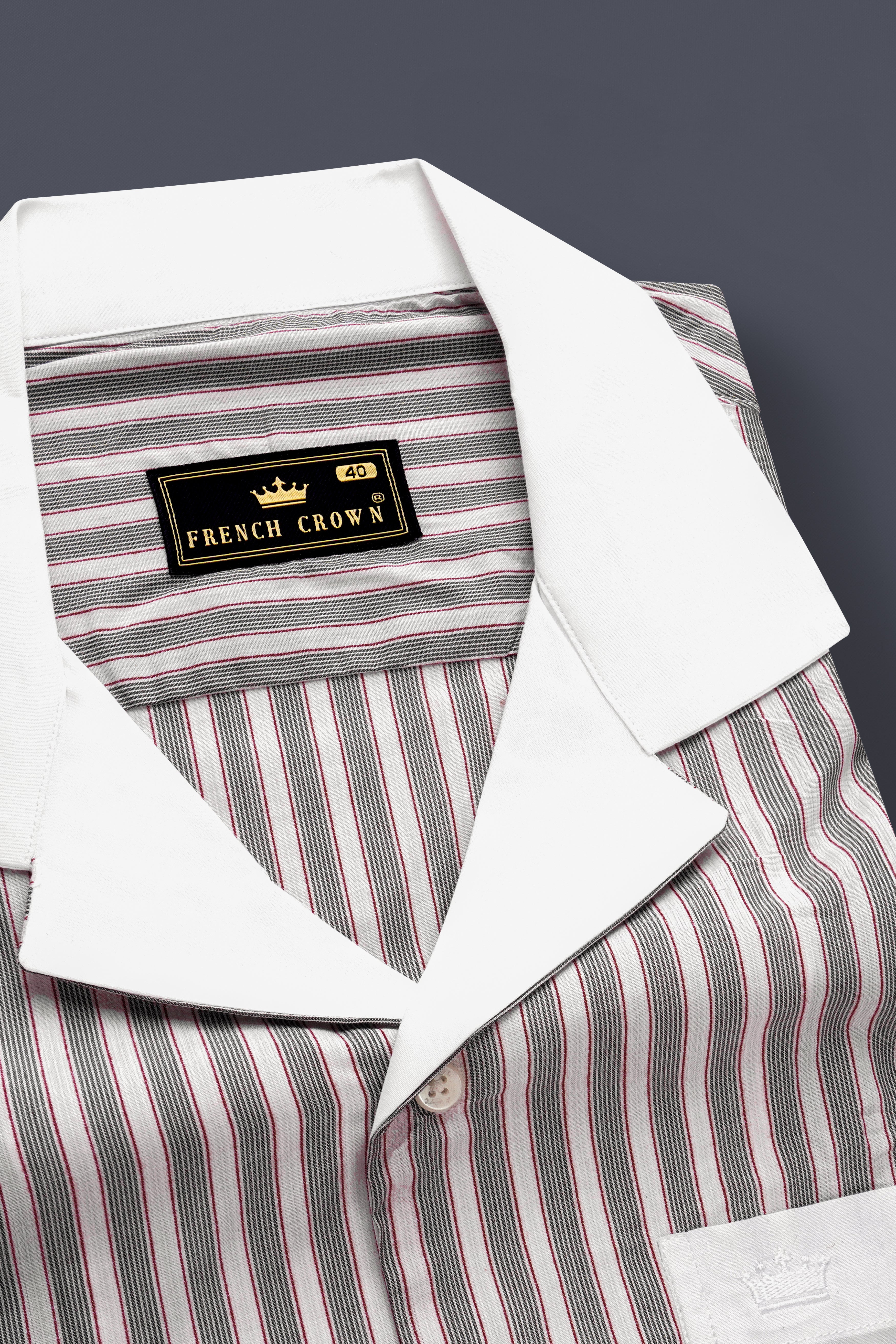 Bright White with Black Striped Premium Cotton Designer Shirt
