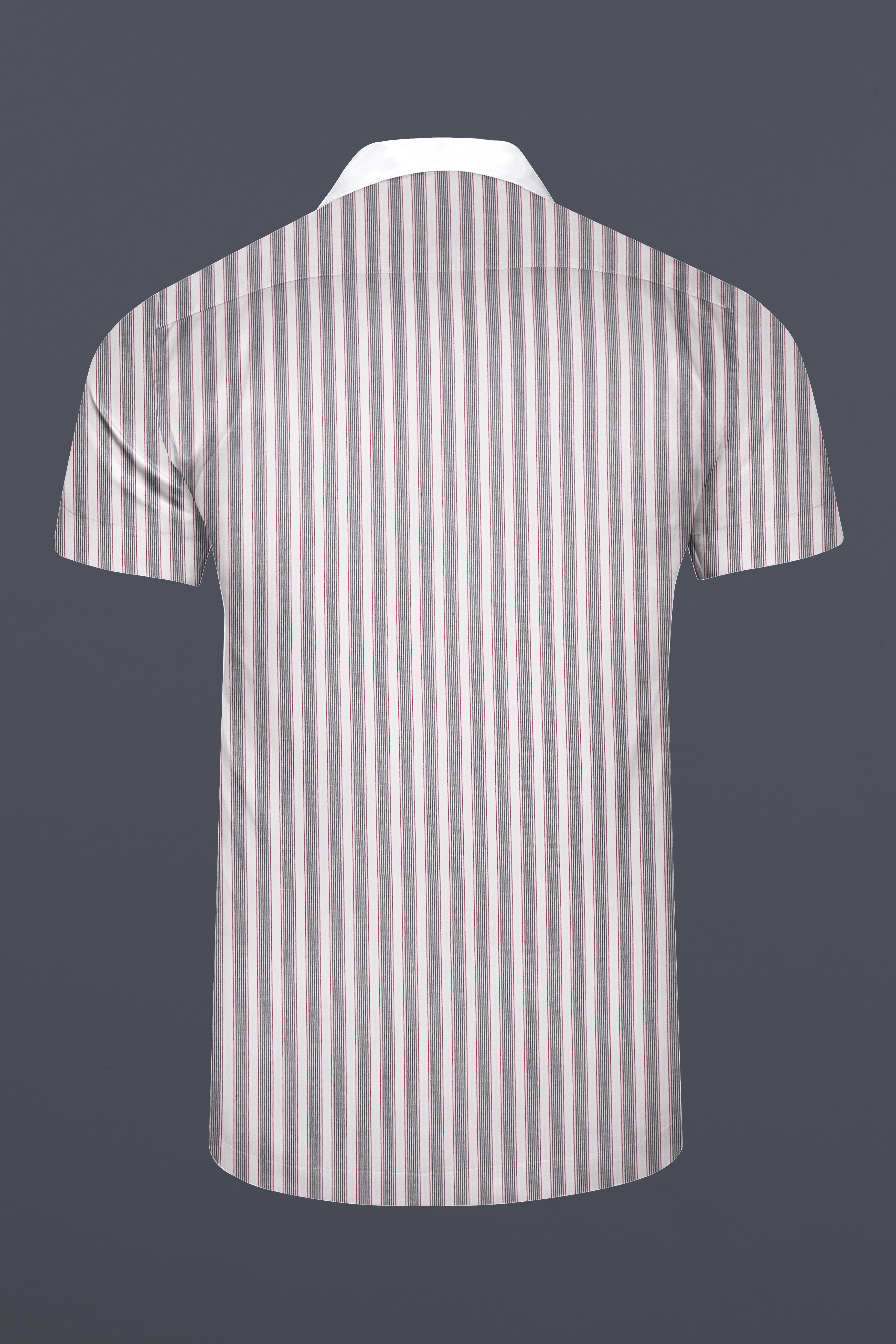 Bright White with Black Striped Premium Cotton Designer Shirt