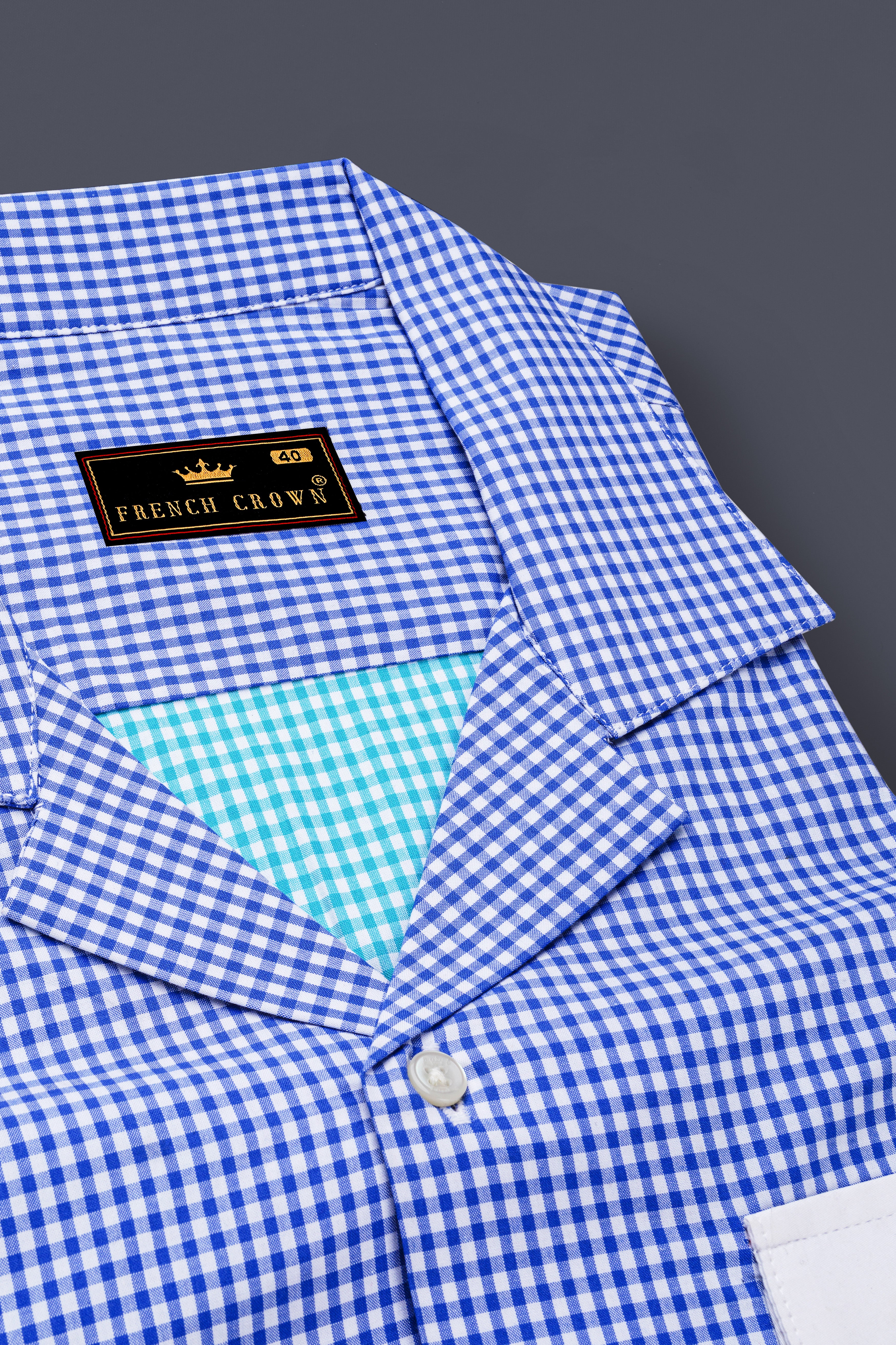 Persian Blue and White Checkered Premium Cotton Designer Shirt