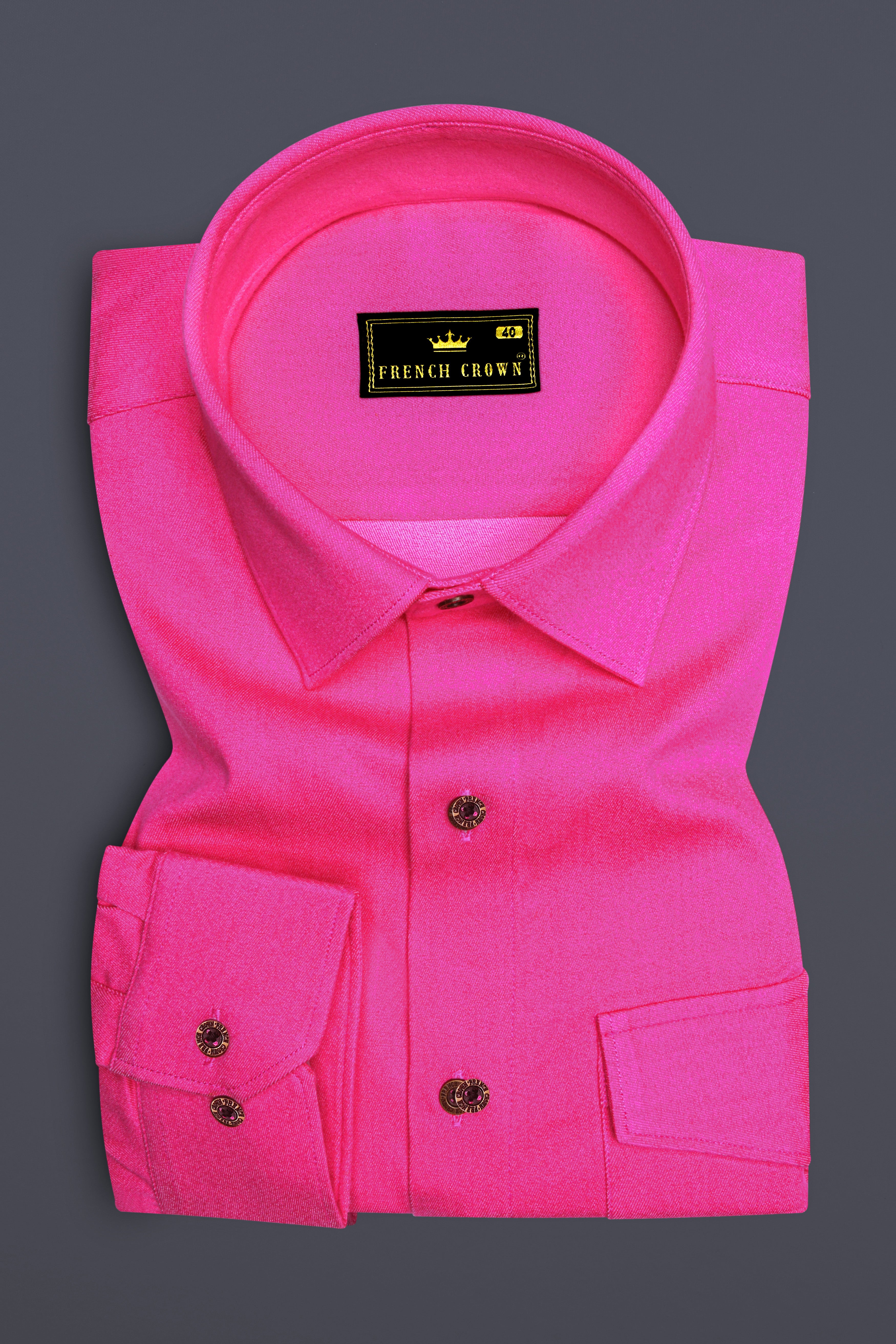 Deep Blush Pink Denim Overshirt/Shacket