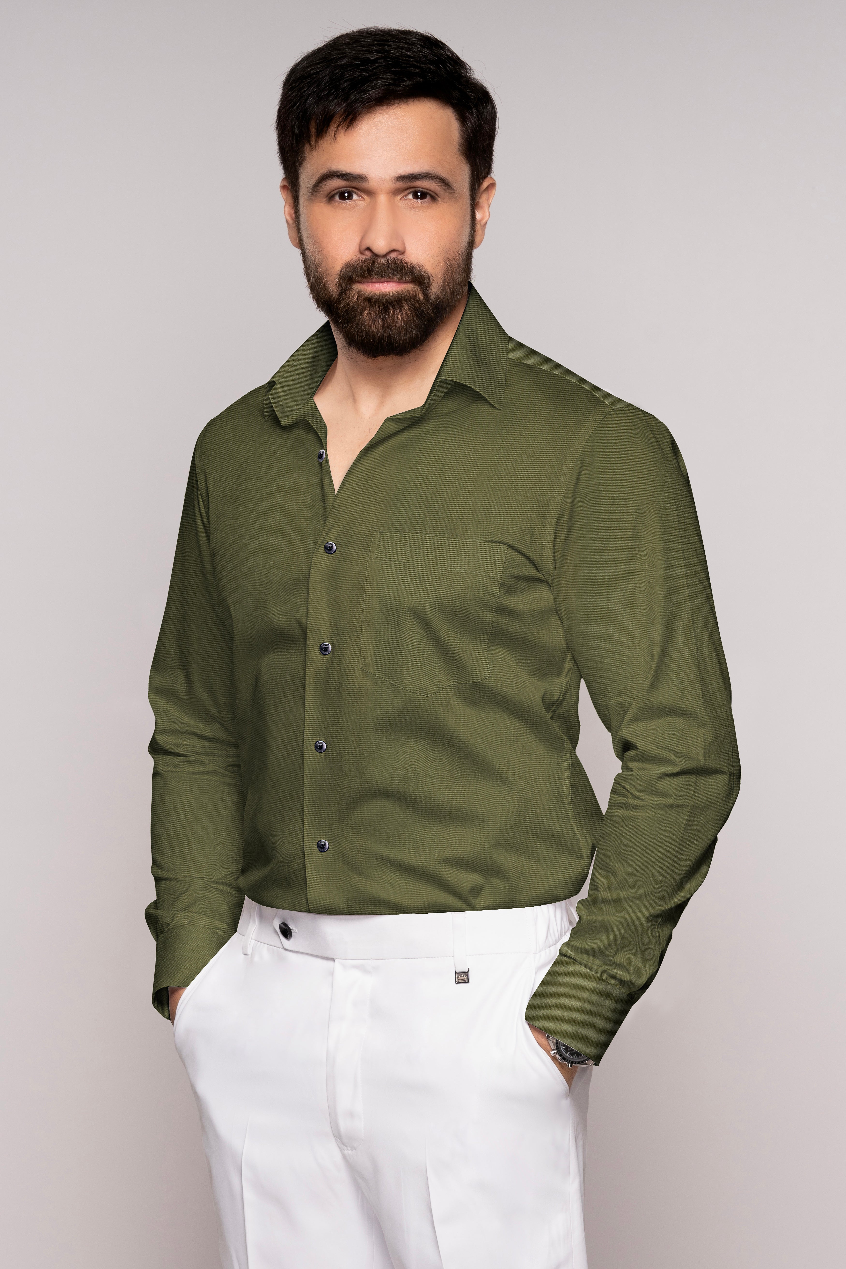 Hemlock Green Twill Premium Cotton Shirt