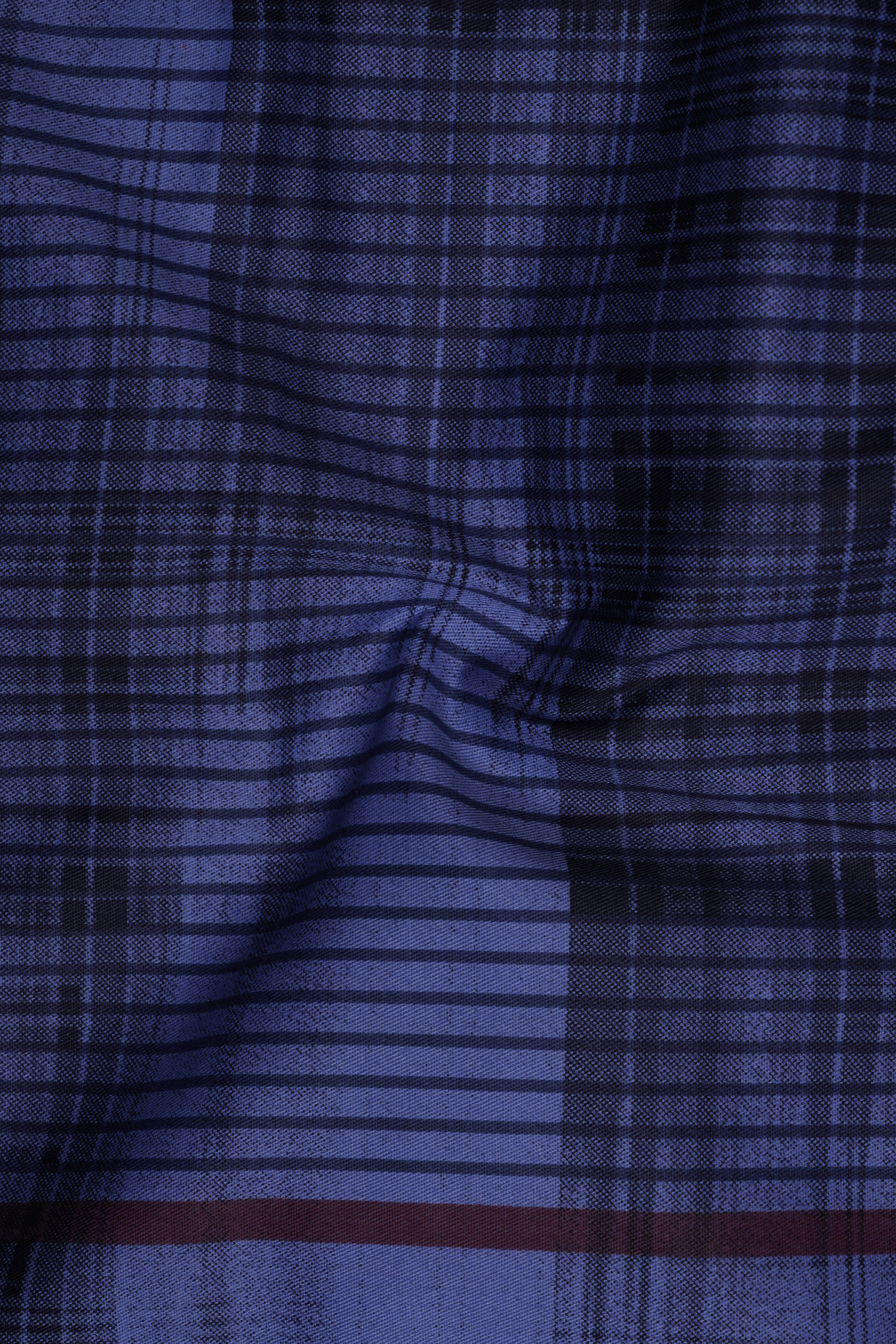 Scampi Blue with Black Premium Cotton Shirt