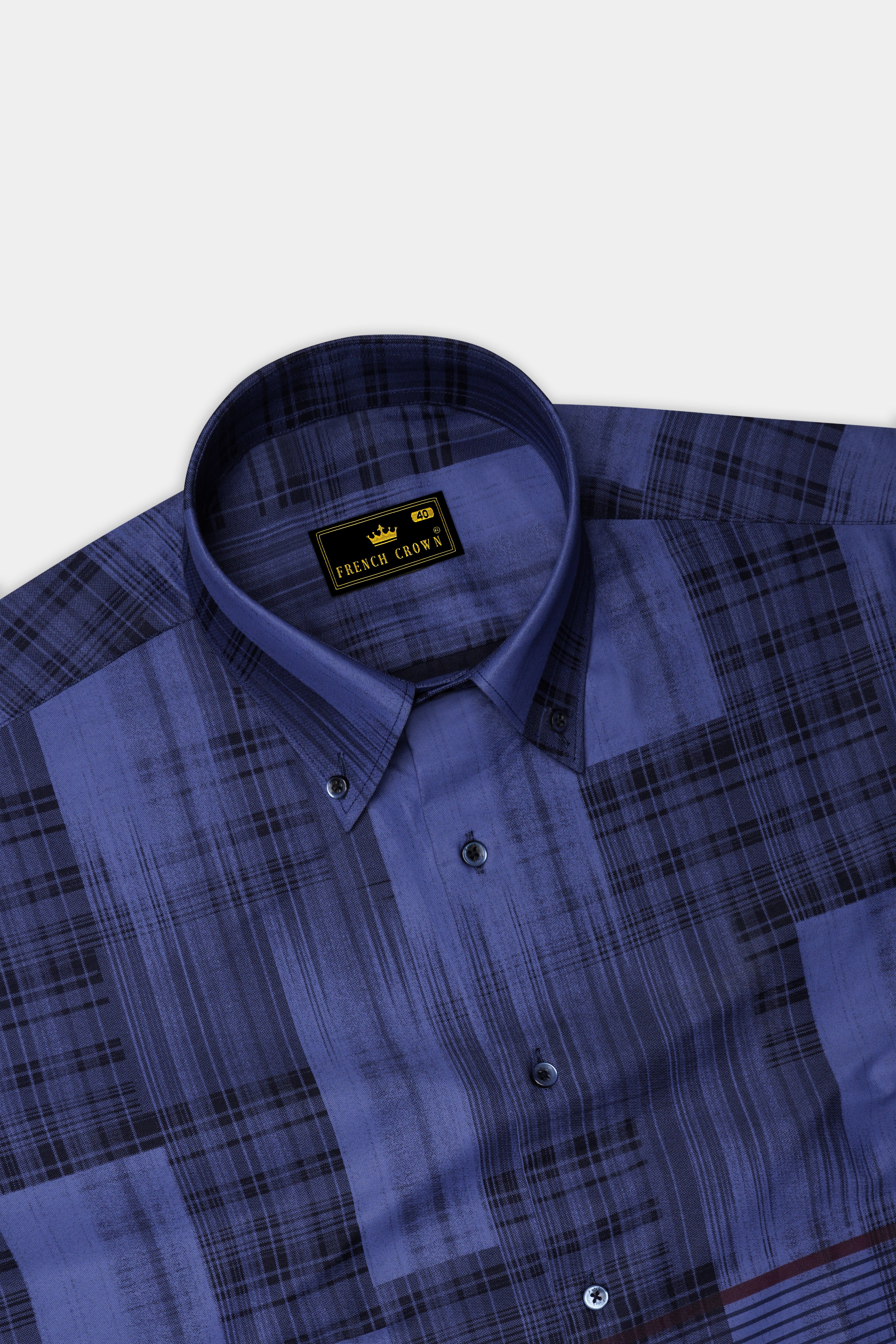 Scampi Blue with Black Premium Cotton Shirt