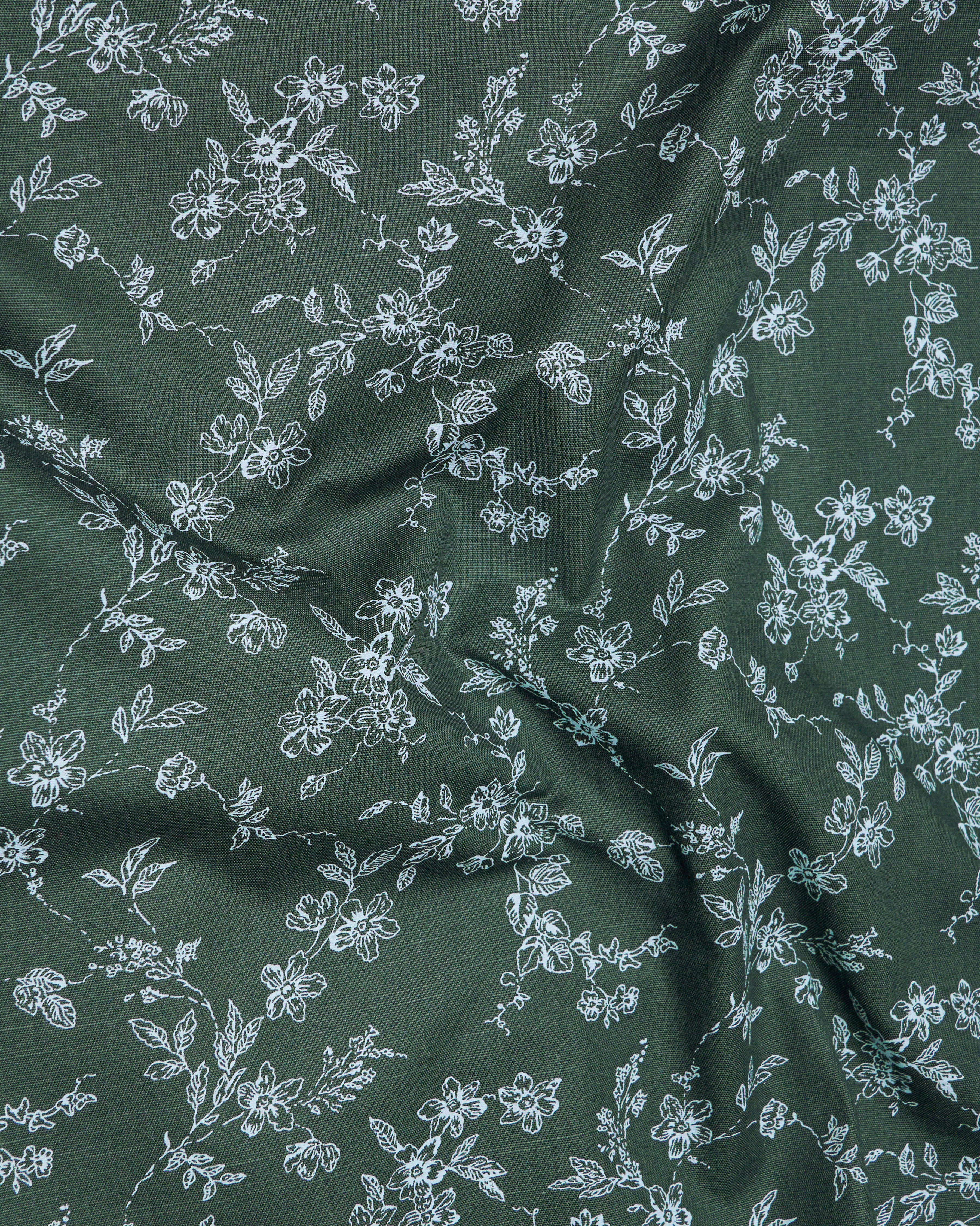 Lunar Green Ditsy Textured Luxurious Linen Kurta Shirt