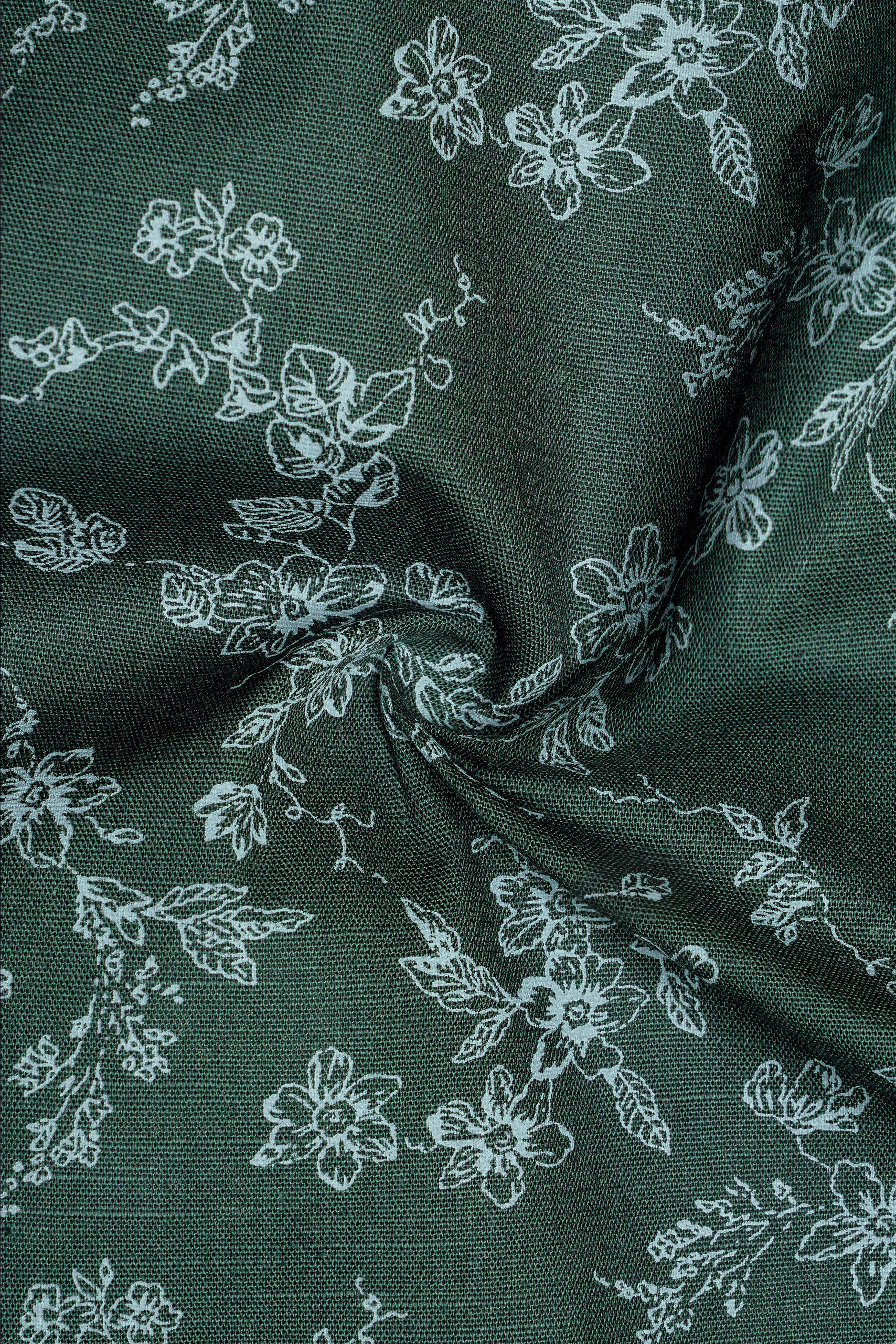 Lunar Green Ditsy Textured Luxurious Linen Kurta Shirt