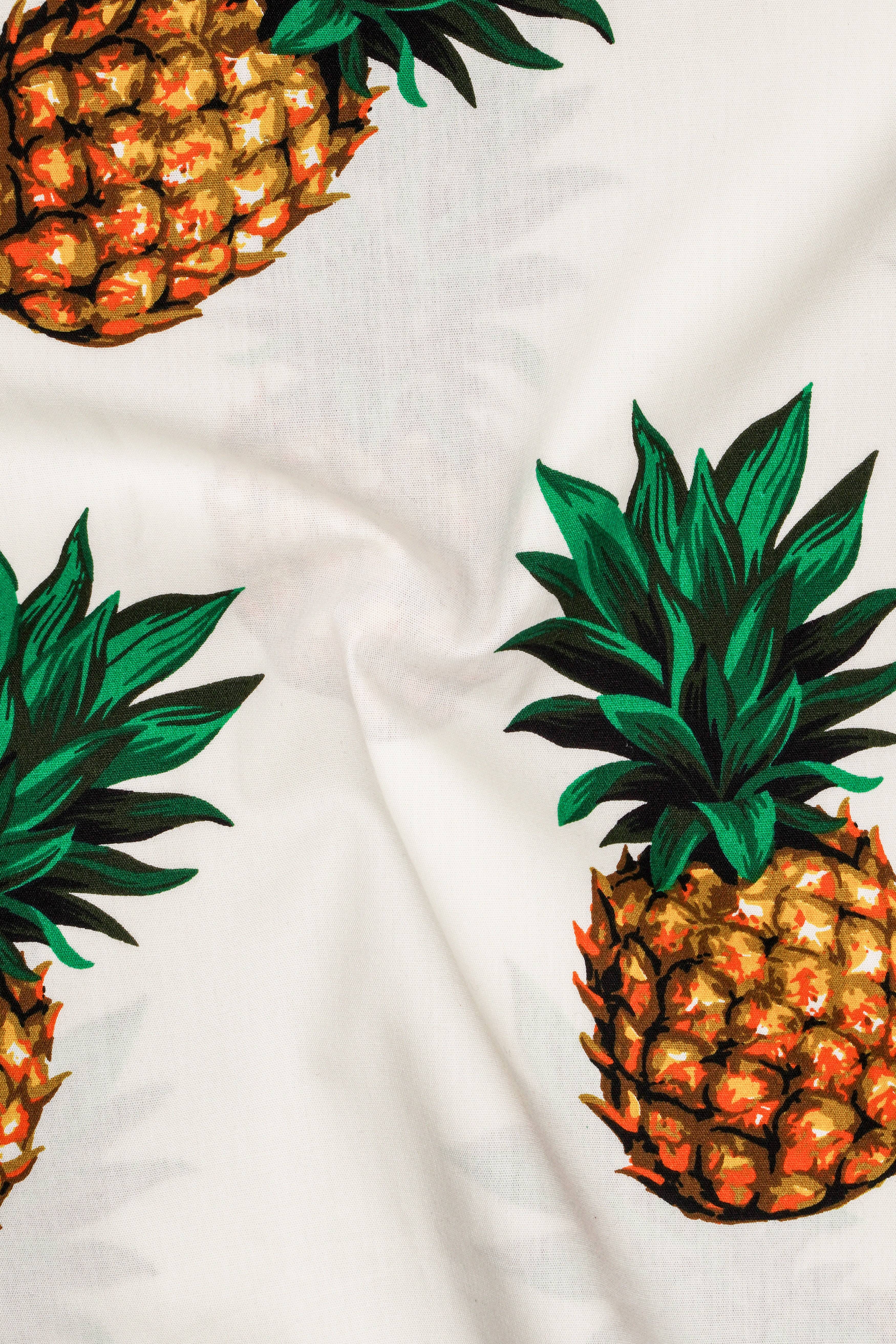 Meadow Beige Pineapple Printed Premium Cotton Designer Shirt