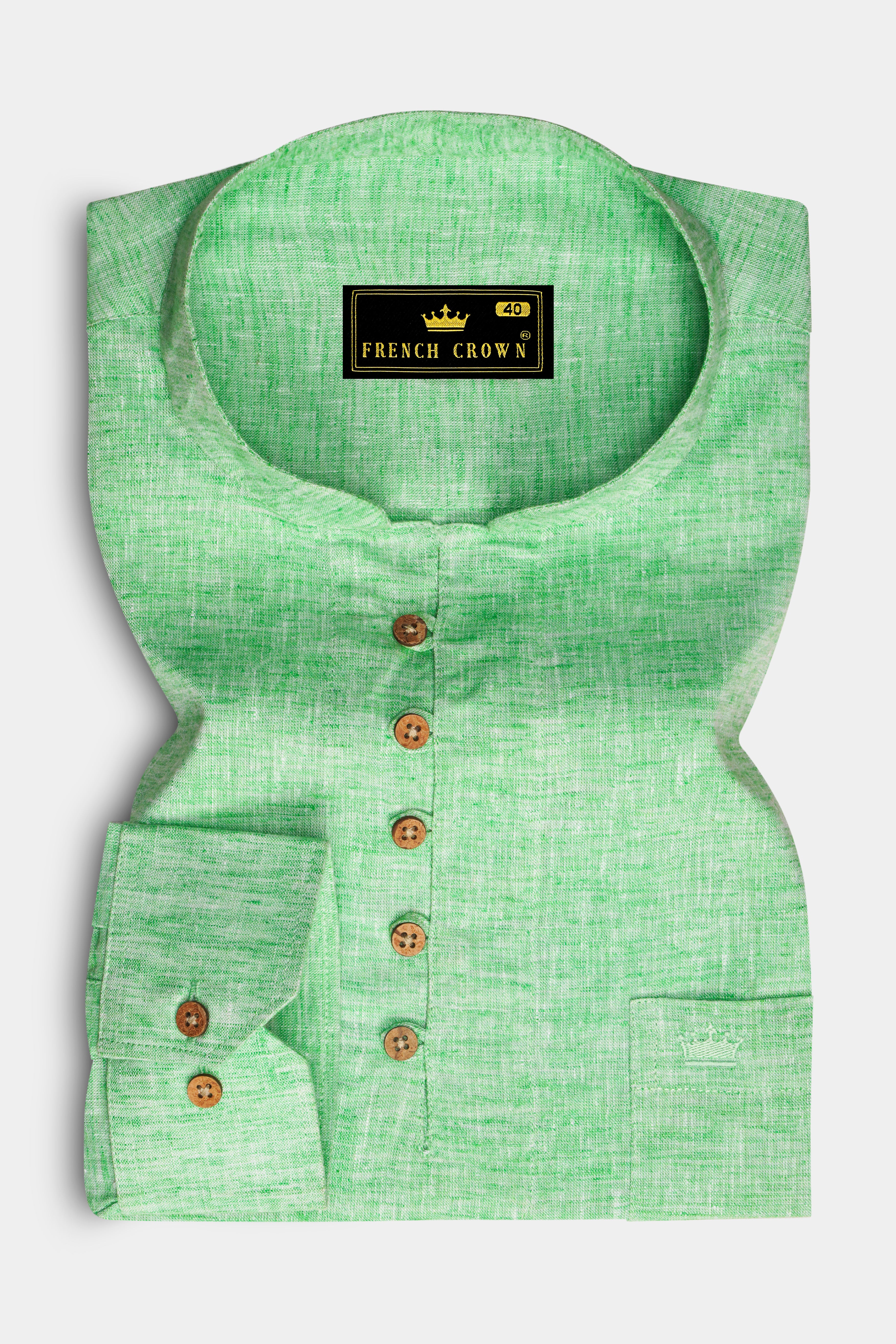 Madang Green Luxurious Linen Kurta Shirt
