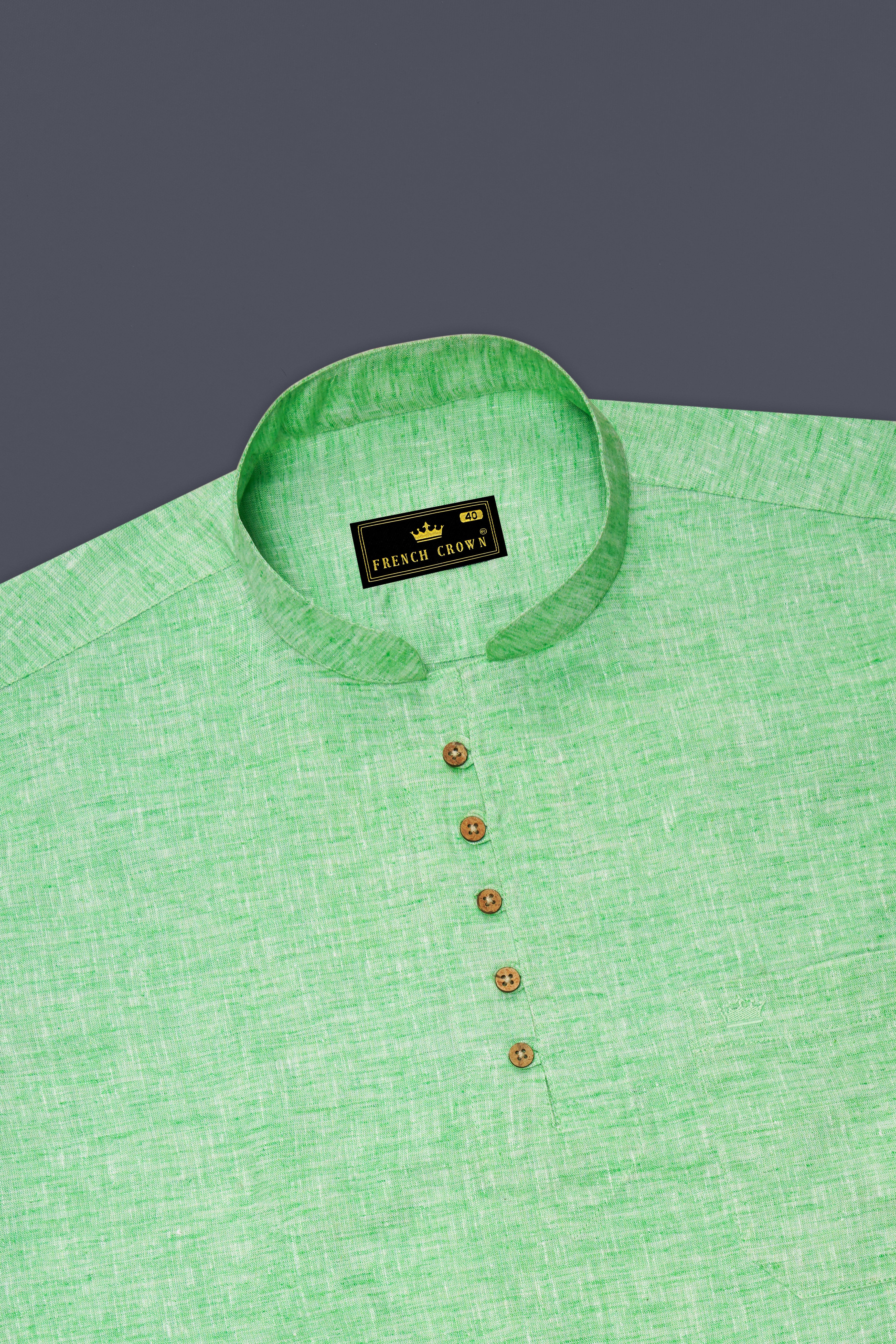 Madang Green Luxurious Linen Kurta Shirt