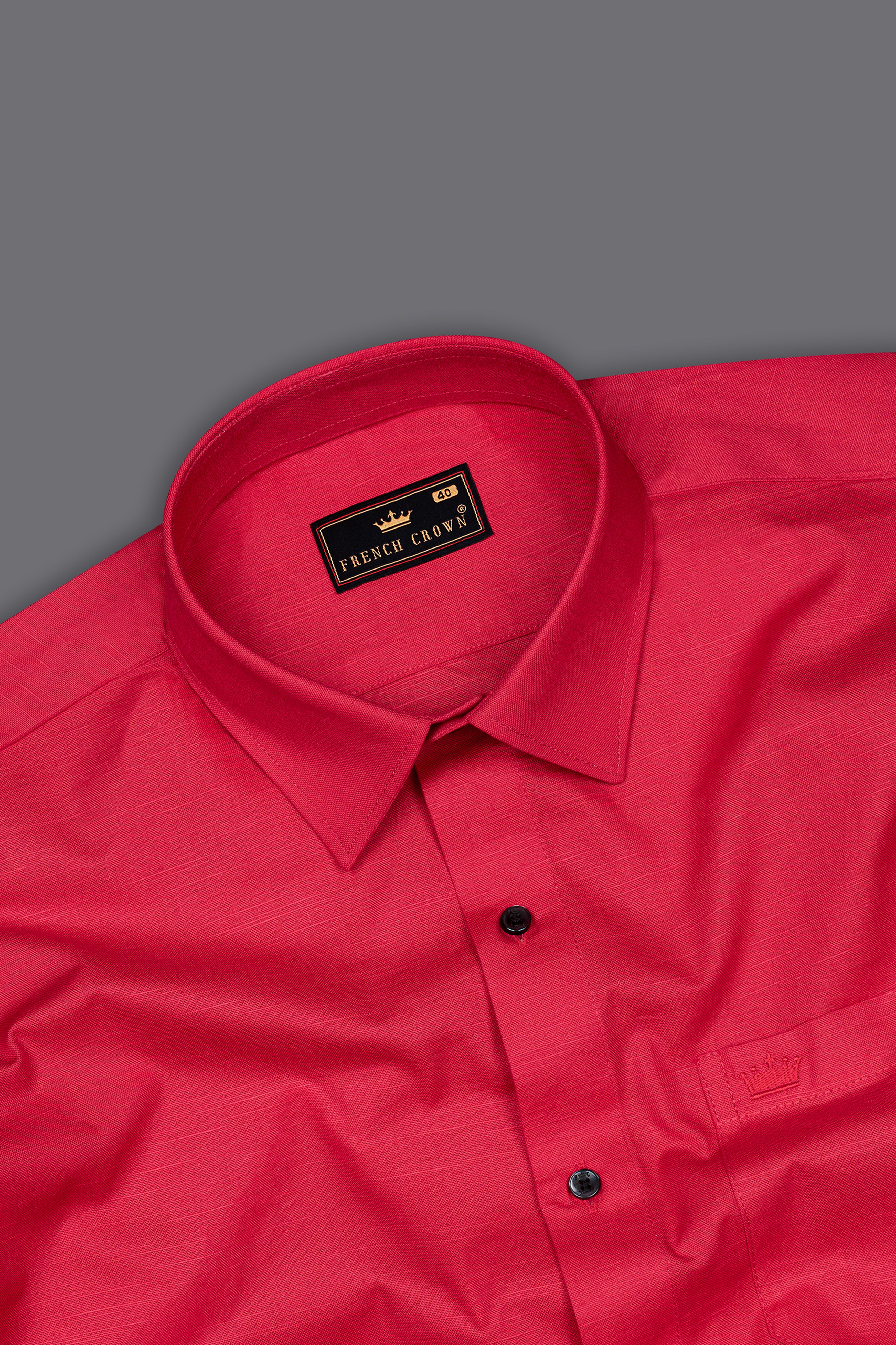 Carmine Red Lord Ram Hand Painted Luxurious Linen Designer Shirt