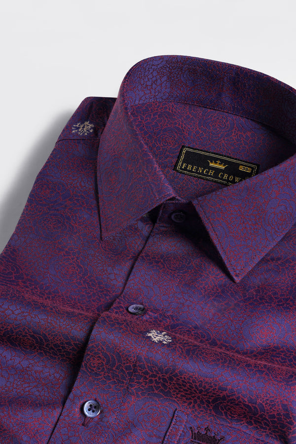 Byzantium Purple Jacquard Textured Premium Giza Cotton Shirt
