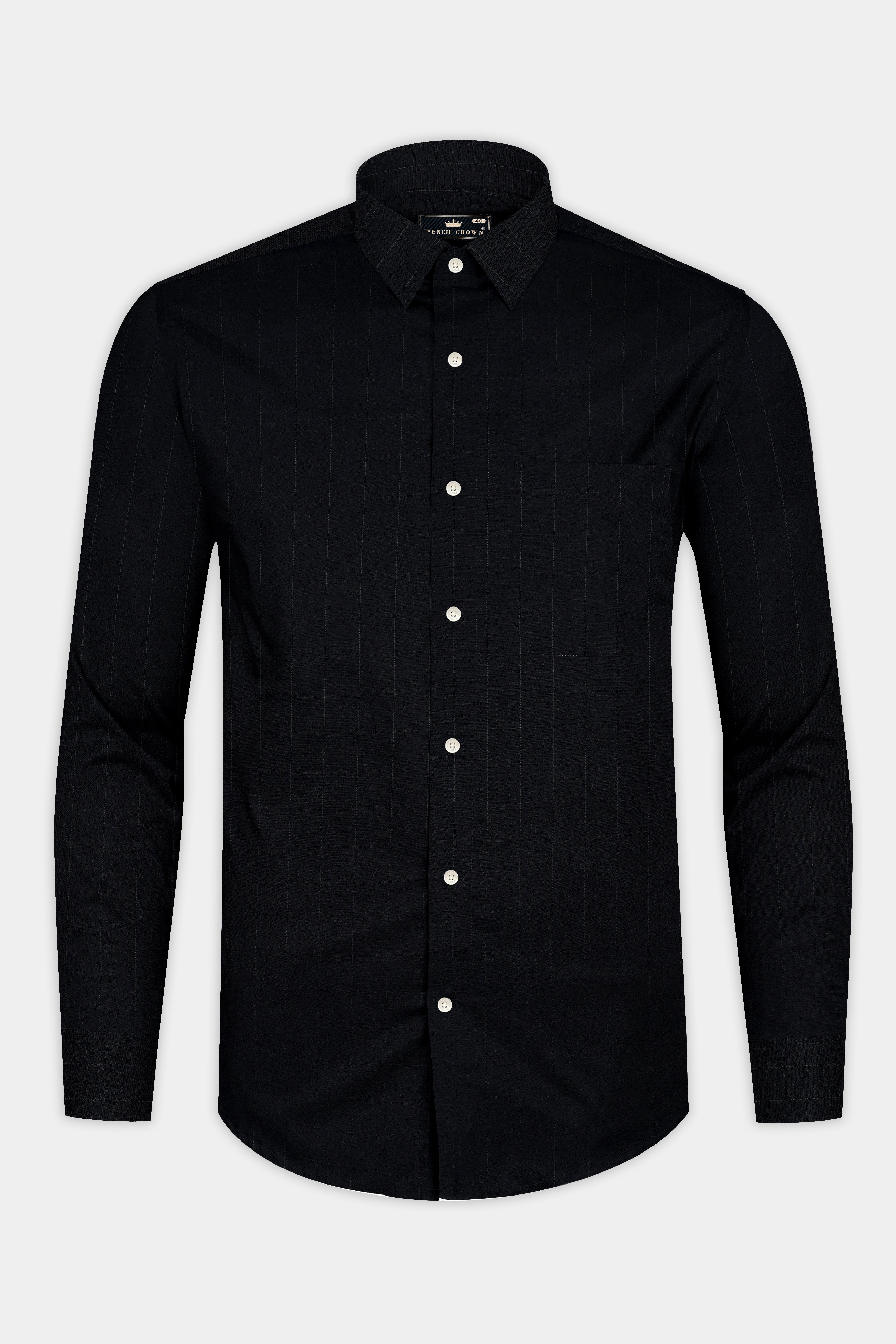 Jade Black Dobby Textured Premium Giza Cotton Shirt