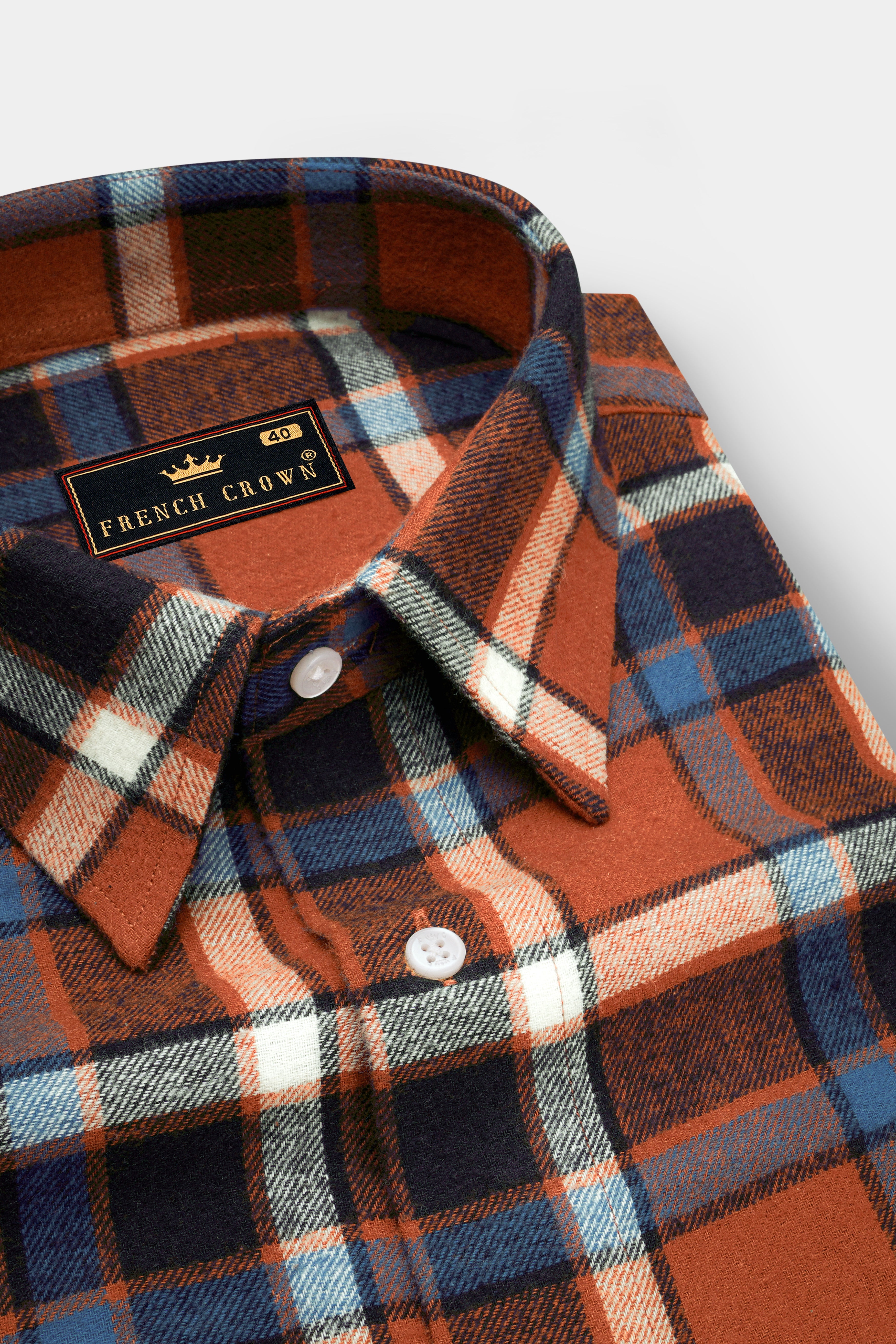 Carmine Red with Vulcan Black and White Plaid Flannel Designer Overshirt/Shacket