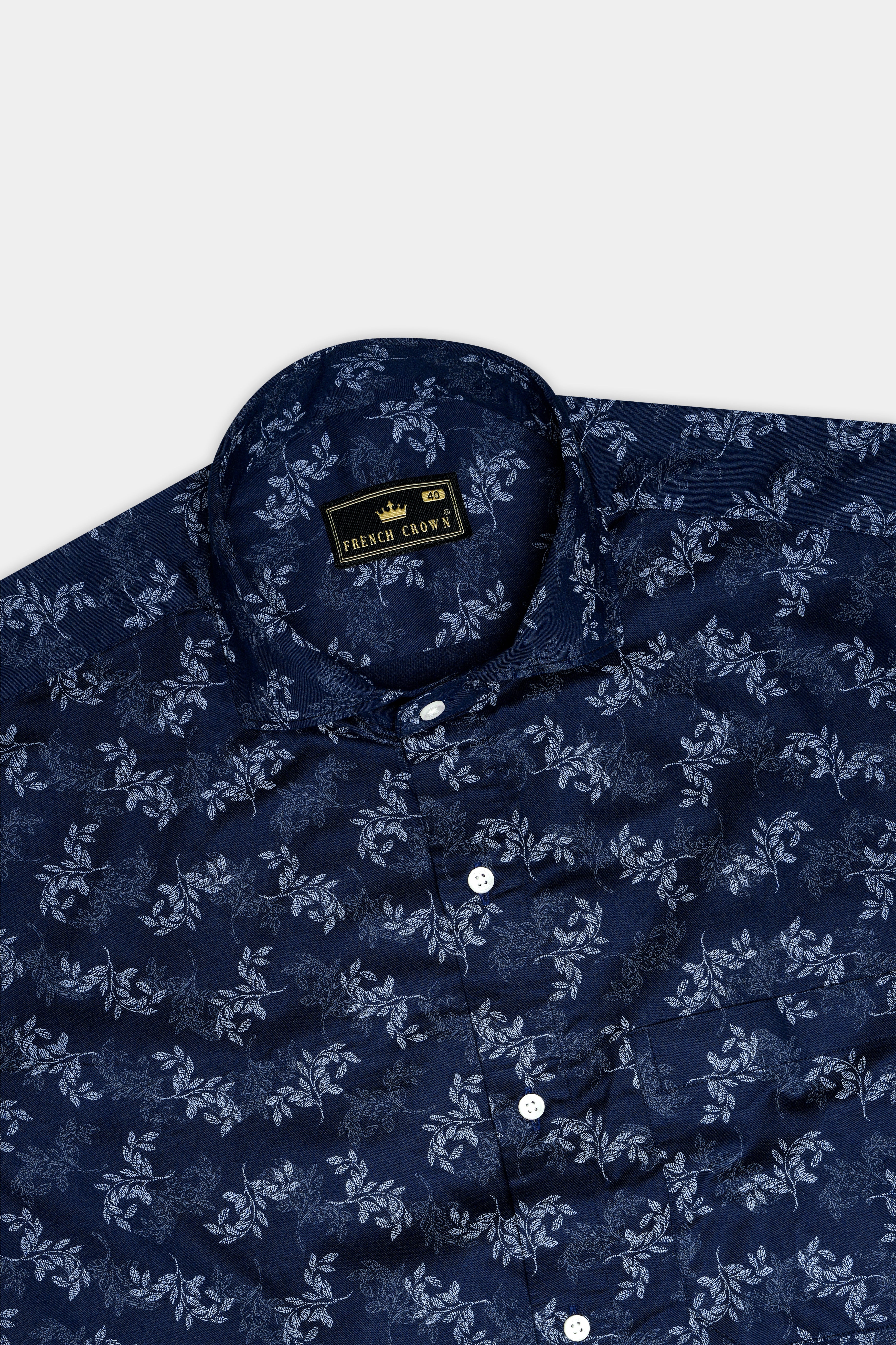 Baltic Blue With Ditsy Printed Super Soft Premium Cotton Shirt