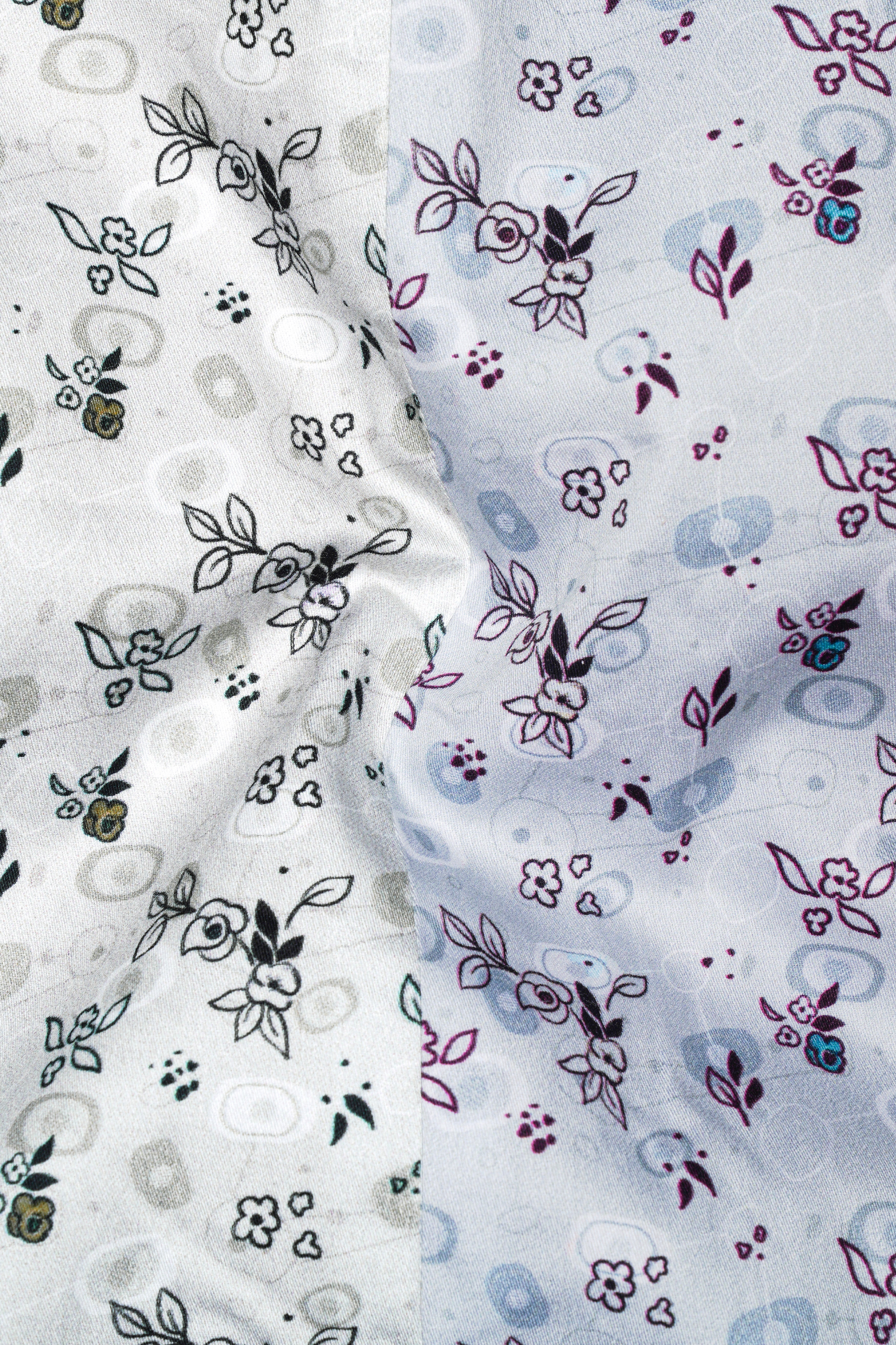 Mercury Cream and White Ditsy Printed Super Soft Premium Cotton Designer Shirt