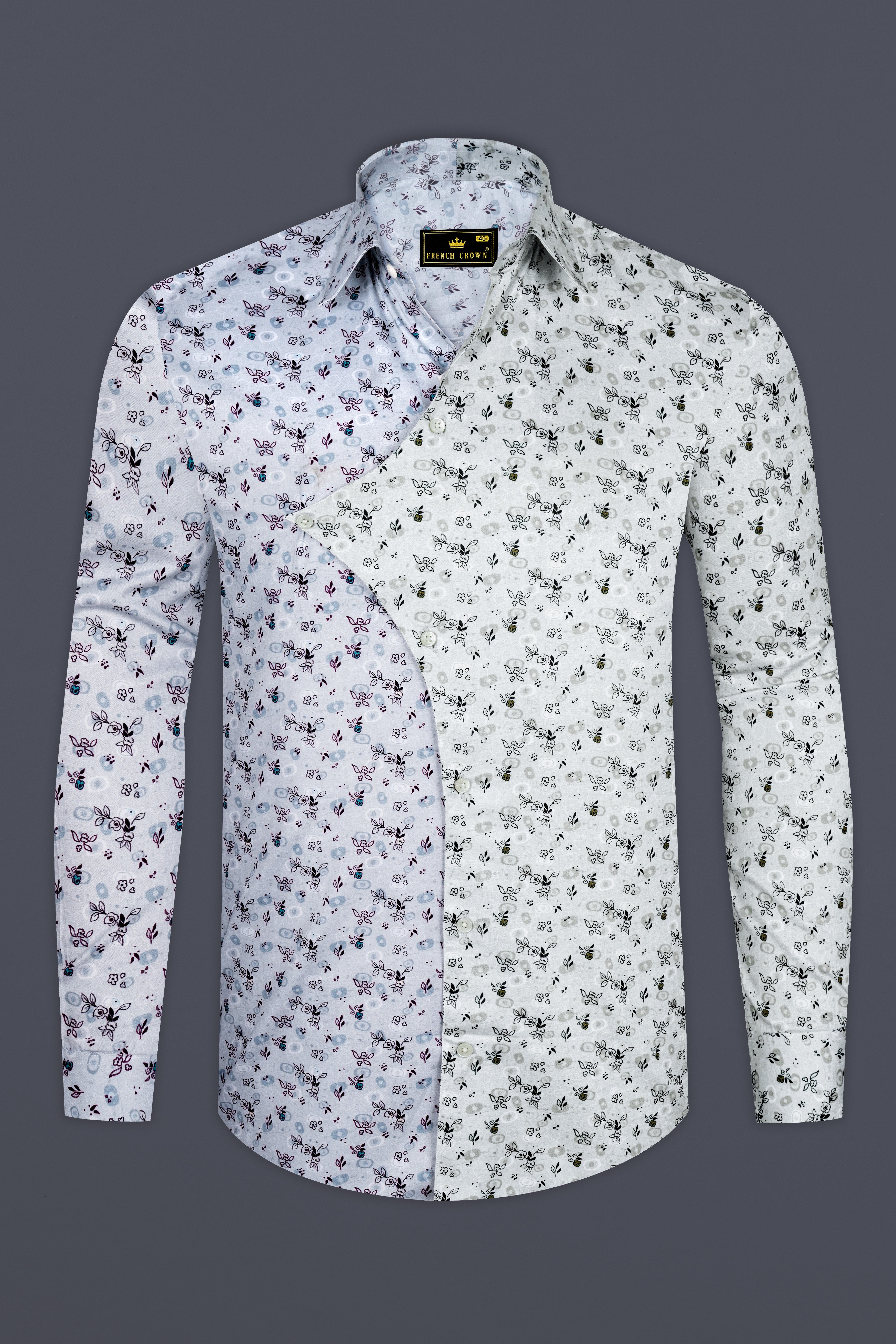 Mercury Cream and White Ditsy Printed Super Soft Premium Cotton Designer Shirt