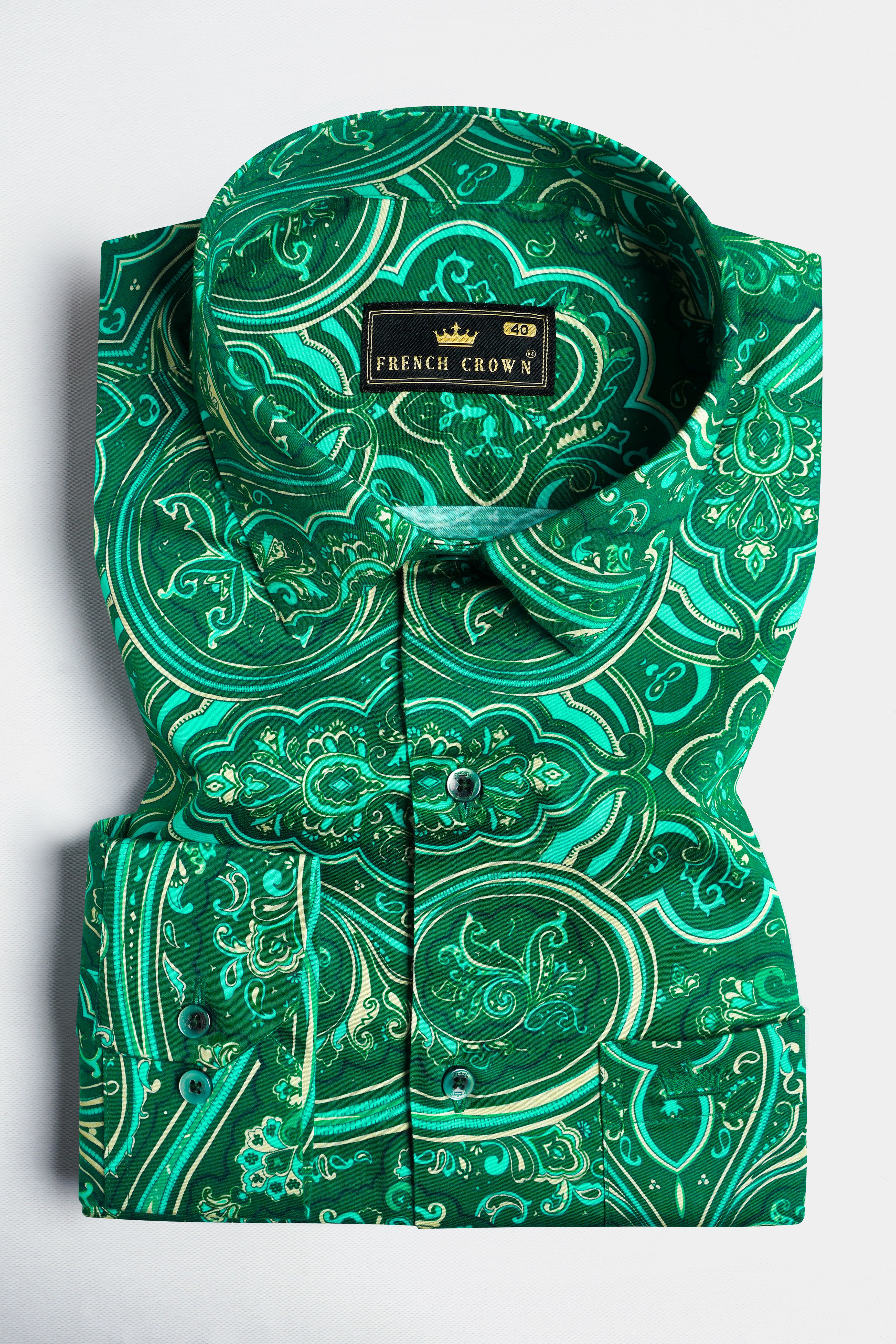 Dartmouth Green With Boho Printed Super Soft Premium Cotton Shirt