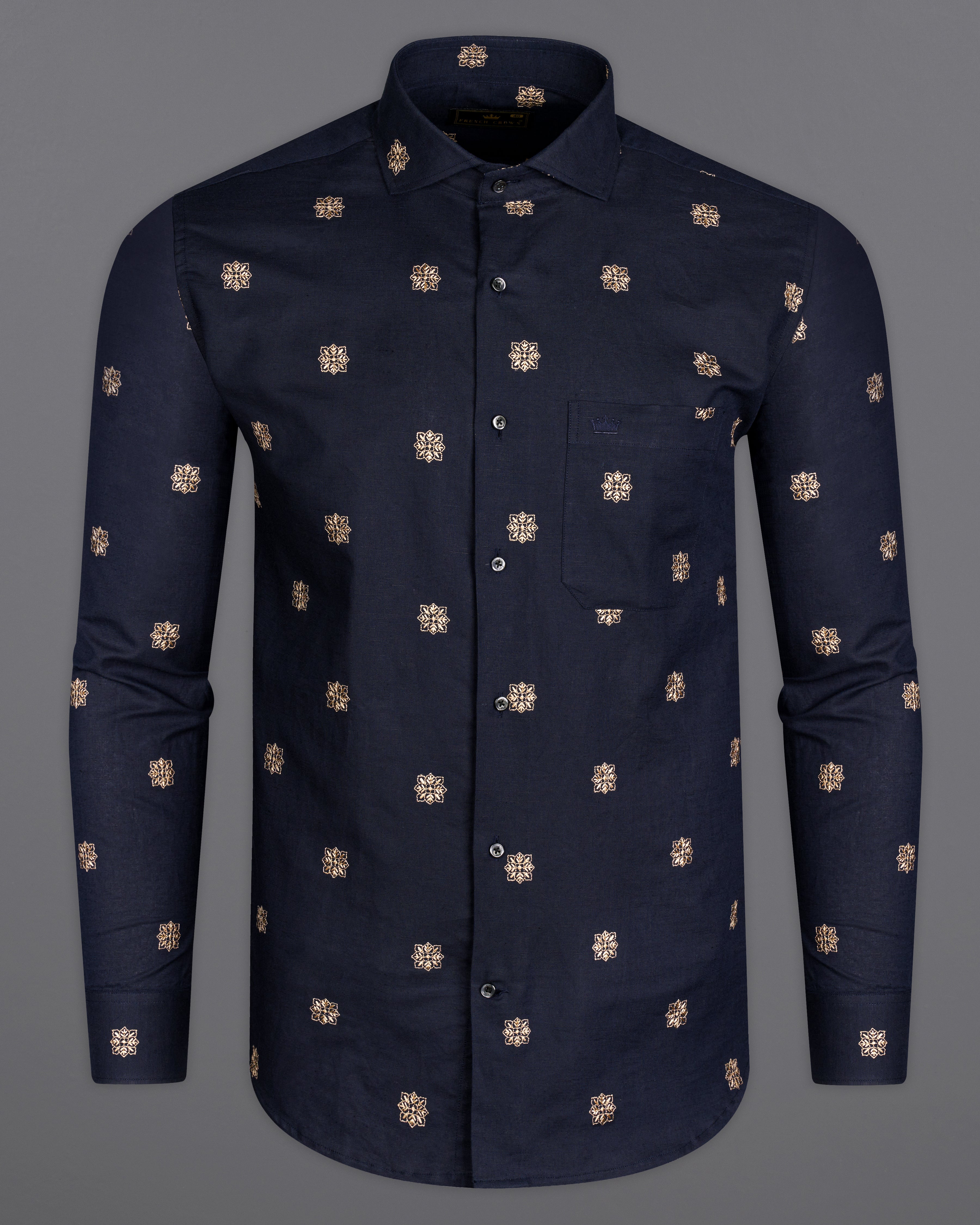 Mirage Navy Blue with Embroidered Luxurious Linen Shirt 9827-CA-BLK-38, 9827-CA-BLK-H-38, 9827-CA-BLK-39, 9827-CA-BLK-H-39, 9827-CA-BLK-40, 9827-CA-BLK-H-40, 9827-CA-BLK-42, 9827-CA-BLK-H-42, 9827-CA-BLK-44, 9827-CA-BLK-H-44, 9827-CA-BLK-46, 9827-CA-BLK-H-46, 9827-CA-BLK-48, 9827-CA-BLK-H-48, 9827-CA-BLK-50, 9827-CA-BLK-H-50, 9827-CA-BLK-52, 9827-CA-BLK-H-52