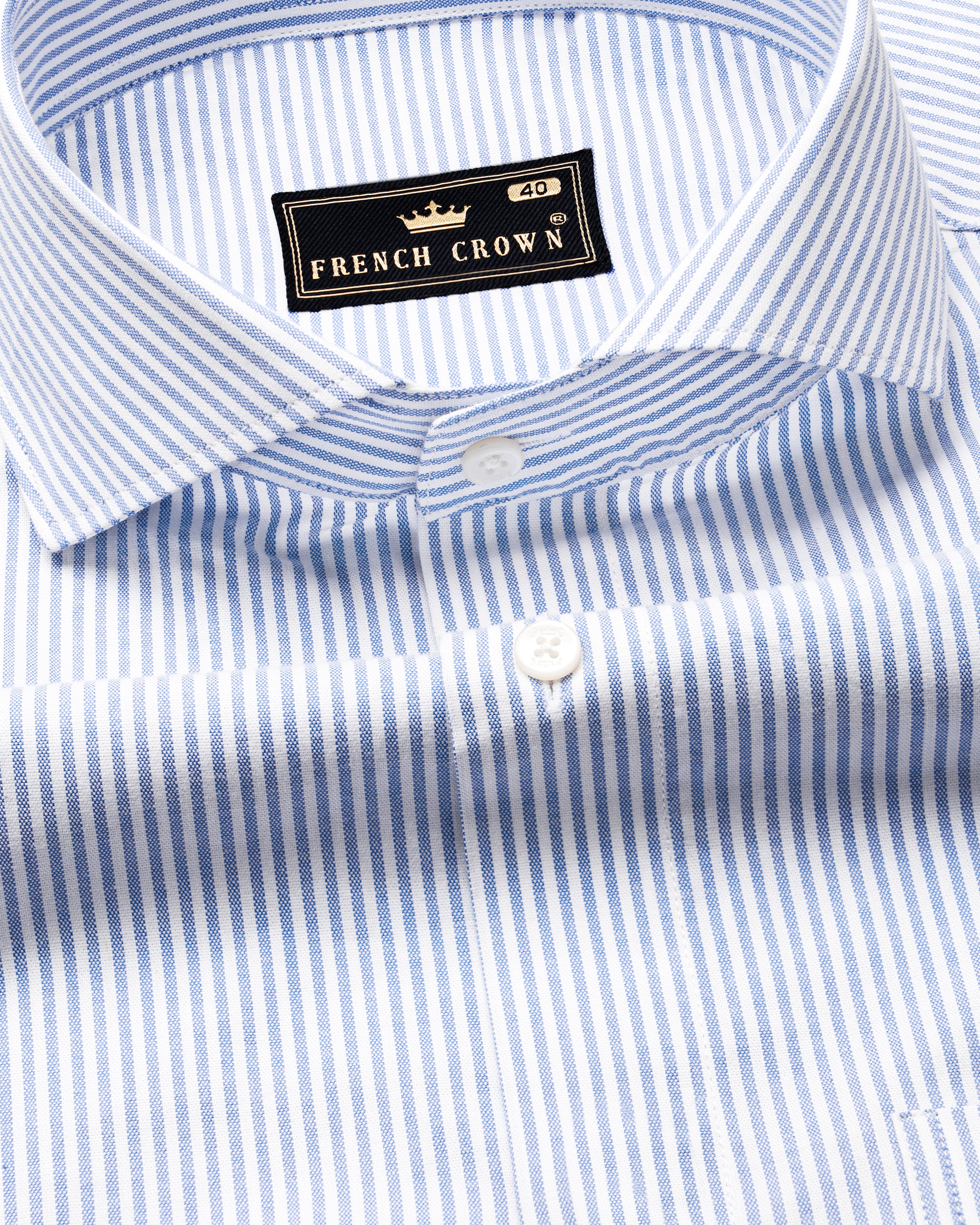 Glaucous Blue and White Striped Royal Oxford Shirt 9833-CA-38, 9833-CA-H-38, 9833-CA-39, 9833-CA-H-39, 9833-CA-40, 9833-CA-H-40, 9833-CA-42, 9833-CA-H-42, 9833-CA-44, 9833-CA-H-44, 9833-CA-46, 9833-CA-H-46, 9833-CA-48, 9833-CA-H-48, 9833-CA-50, 9833-CA-H-50, 9833-CA-52, 9833-CA-H-52