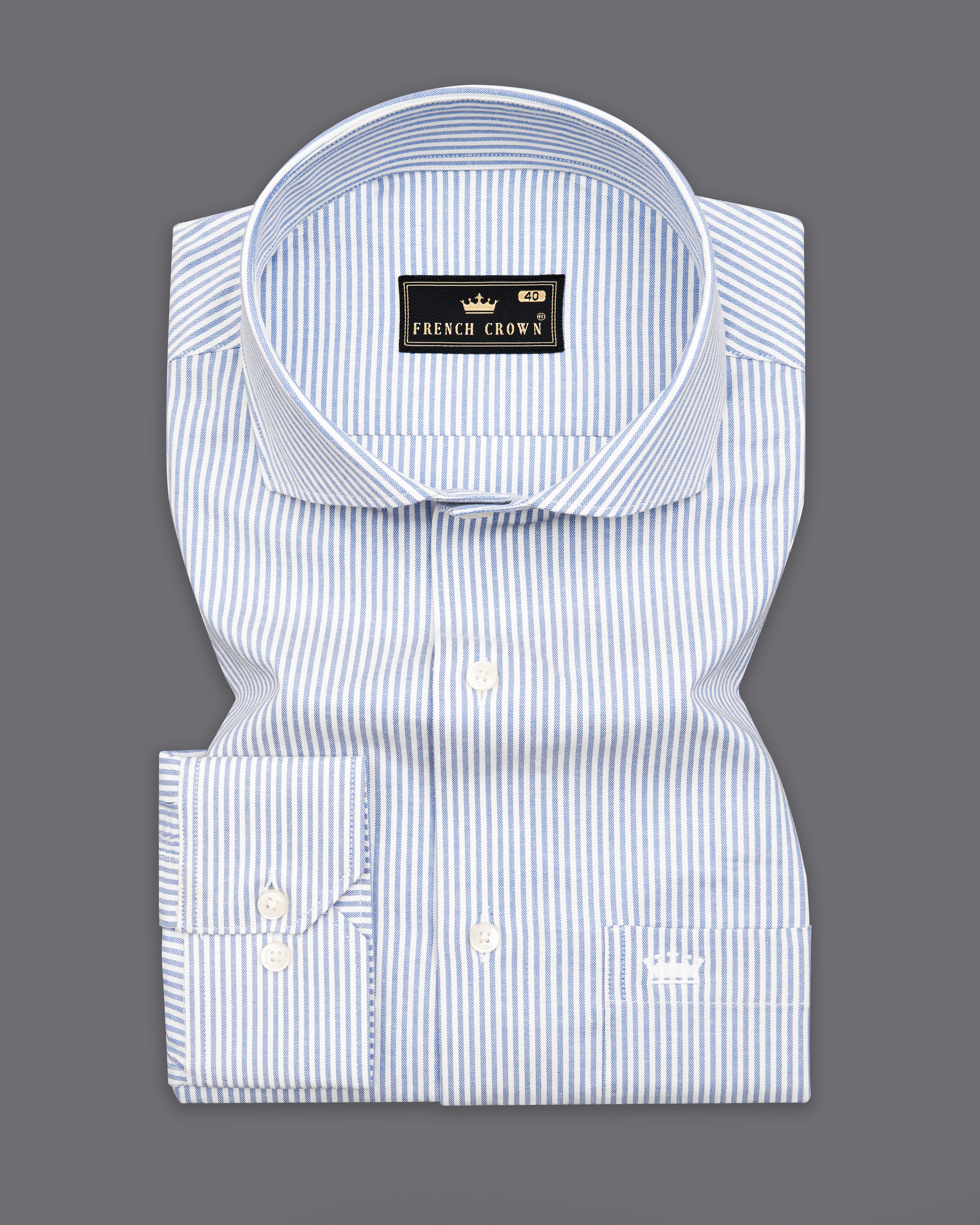 Glaucous Blue and White Striped Royal Oxford Shirt 9833-CA-38, 9833-CA-H-38, 9833-CA-39, 9833-CA-H-39, 9833-CA-40, 9833-CA-H-40, 9833-CA-42, 9833-CA-H-42, 9833-CA-44, 9833-CA-H-44, 9833-CA-46, 9833-CA-H-46, 9833-CA-48, 9833-CA-H-48, 9833-CA-50, 9833-CA-H-50, 9833-CA-52, 9833-CA-H-52