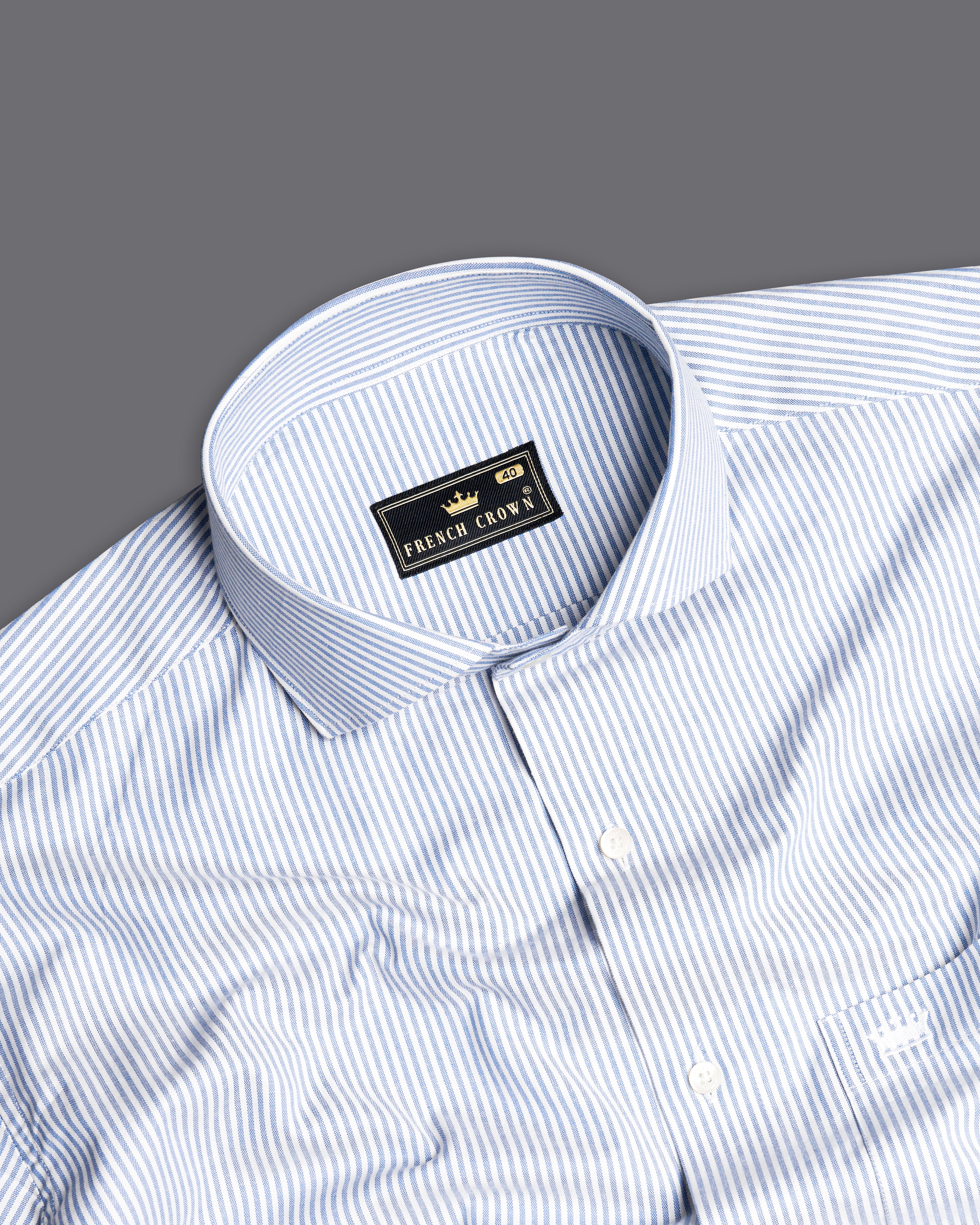 Glaucous Blue and White Striped Royal Oxford Shirt 9833-CA-38, 9833-CA-H-38, 9833-CA-39, 9833-CA-H-39, 9833-CA-40, 9833-CA-H-40, 9833-CA-42, 9833-CA-H-42, 9833-CA-44, 9833-CA-H-44, 9833-CA-46, 9833-CA-H-46, 9833-CA-48, 9833-CA-H-48, 9833-CA-50, 9833-CA-H-50, 9833-CA-52, 9833-CA-H-52