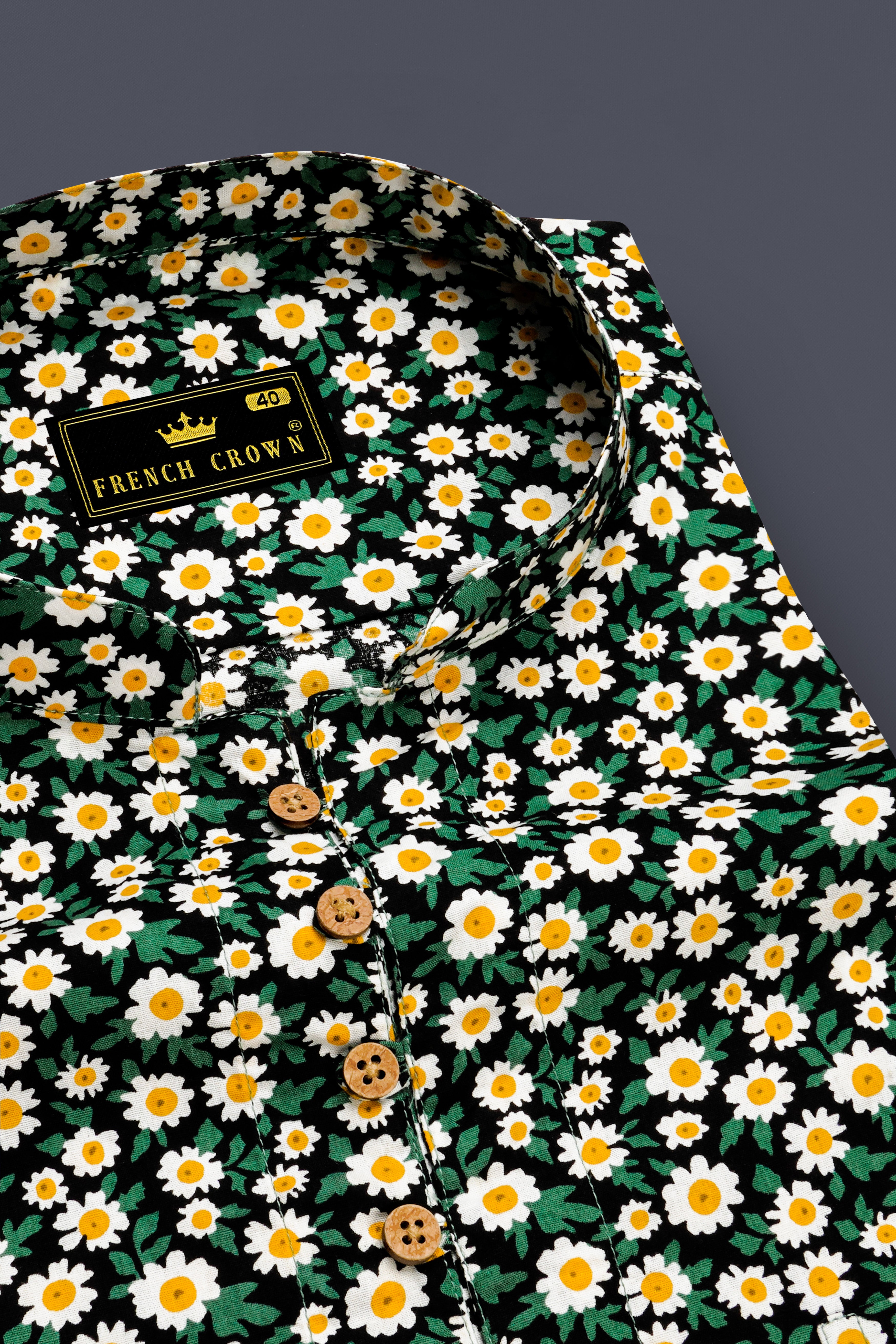 Jewel Green and White Multicolour Ditsy Printed Premium Cotton Kurta Shirt