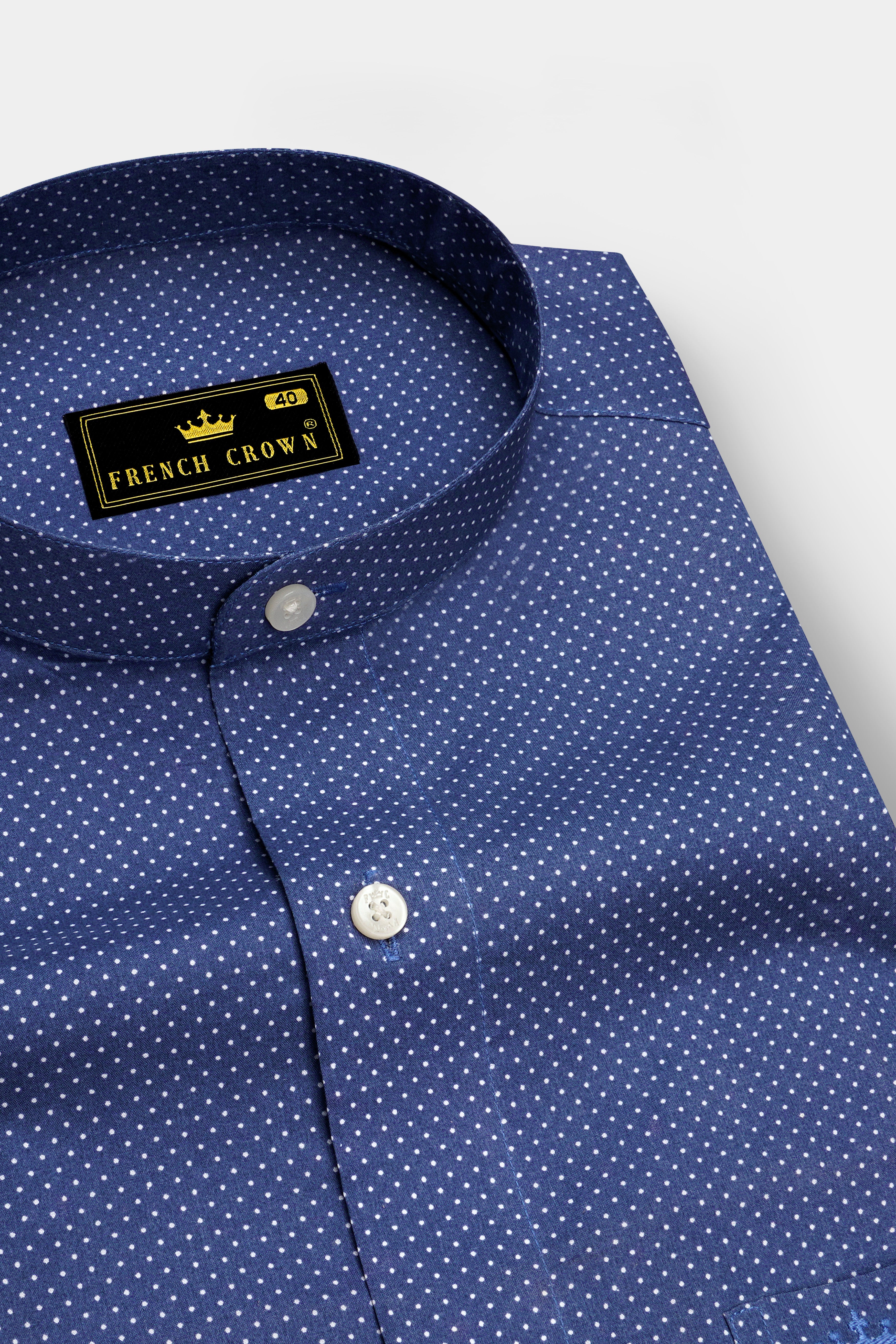 Twilight Blue Polka Dots Premium Cotton Shirt