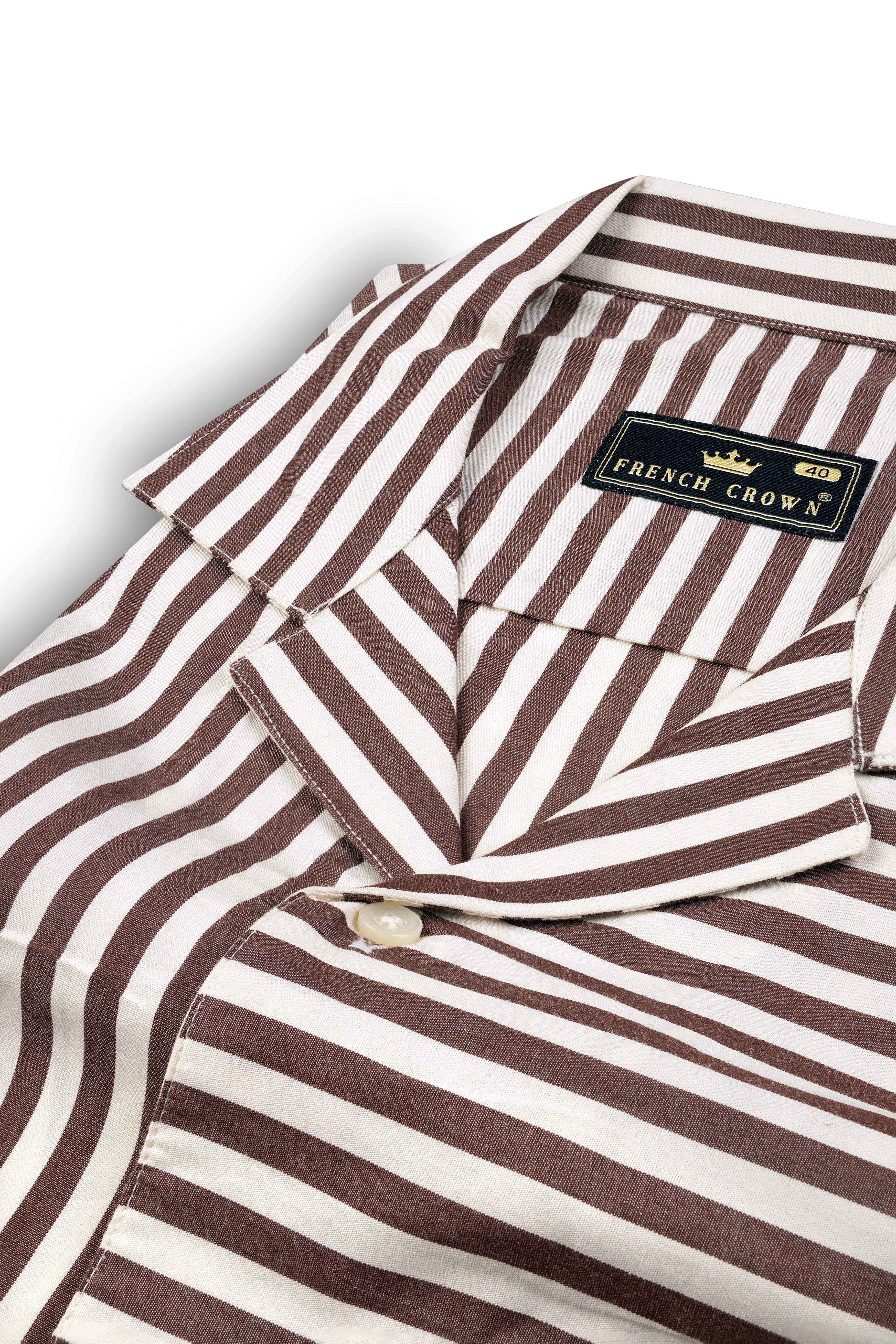 Millbrook Brown and White Striped Premium Cotton Designer Shirt
