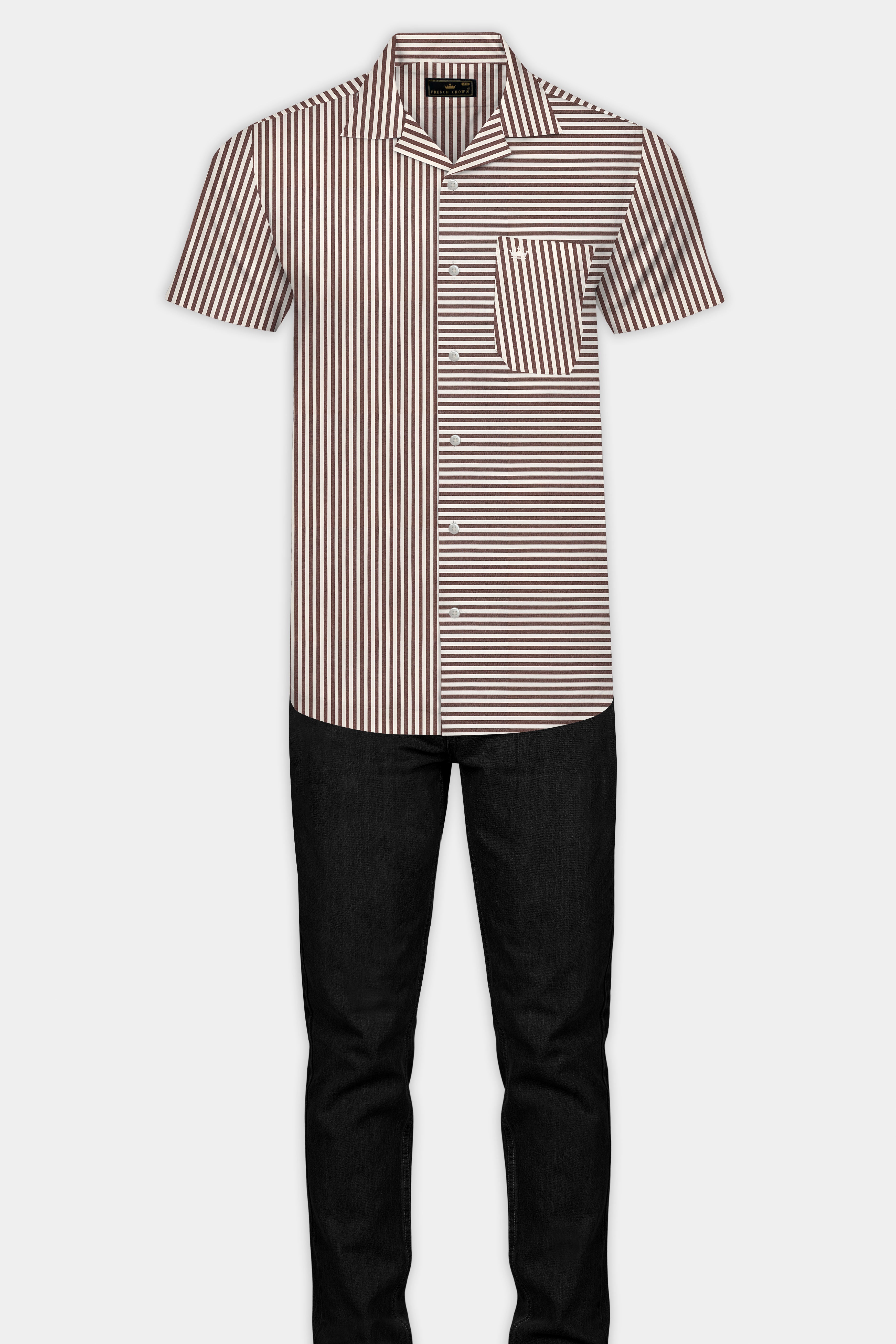 Millbrook Brown and White Striped Premium Cotton Designer Shirt