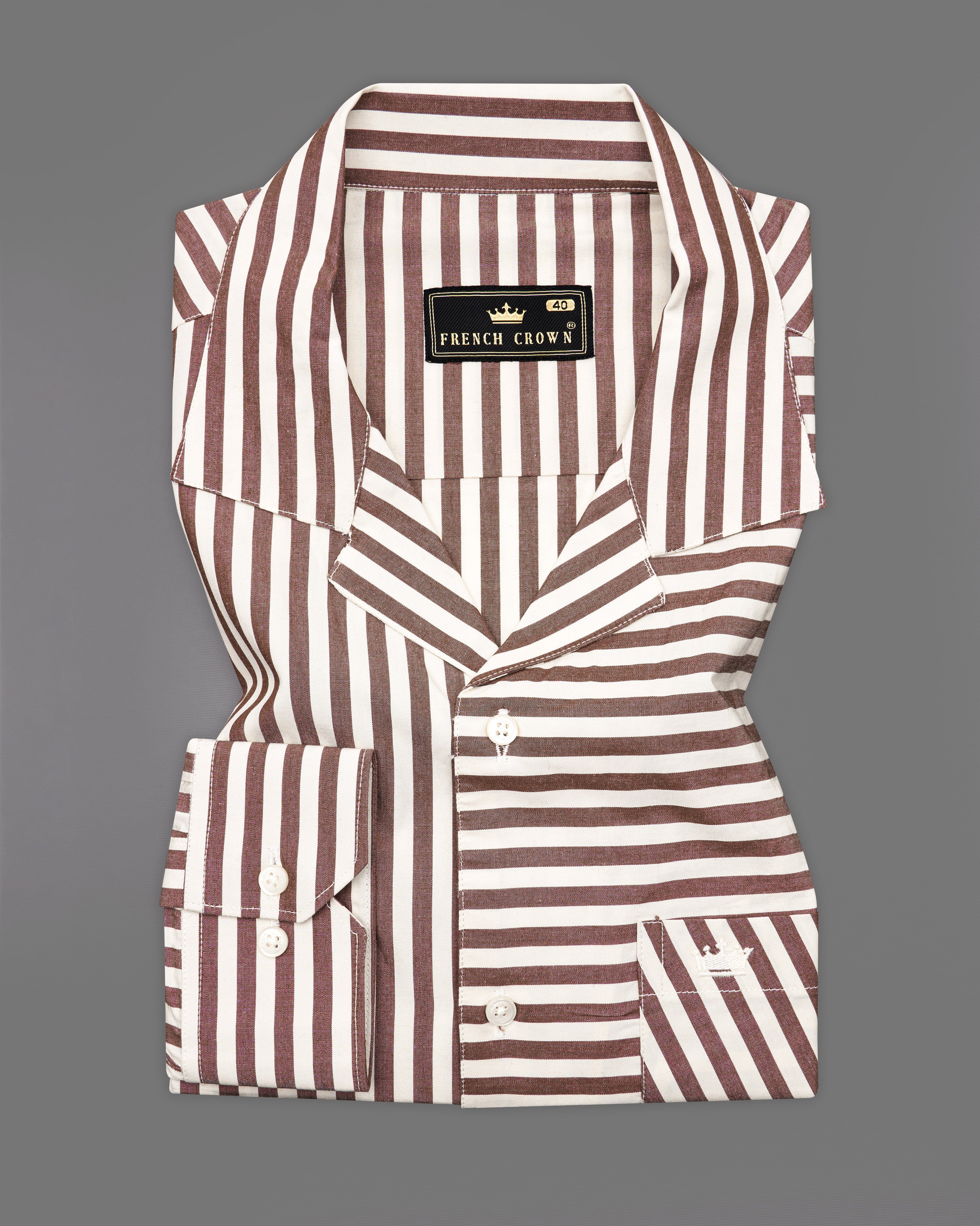 Millbrook Brown and White Striped Premium Cotton Designer Shirt 9854-CC-38, 9854-CC-H-38, 9854-CC-39, 9854-CC-H-39, 9854-CC-40, 9854-CC-H-40, 9854-CC-42, 9854-CC-H-42, 9854-CC-44, 9854-CC-H-44, 9854-CC-46, 9854-CC-H-46, 9854-CC-48, 9854-CC-H-48, 9854-CC-50, 9854-CC-H-50, 9854-CC-52, 9854-CC-H-52