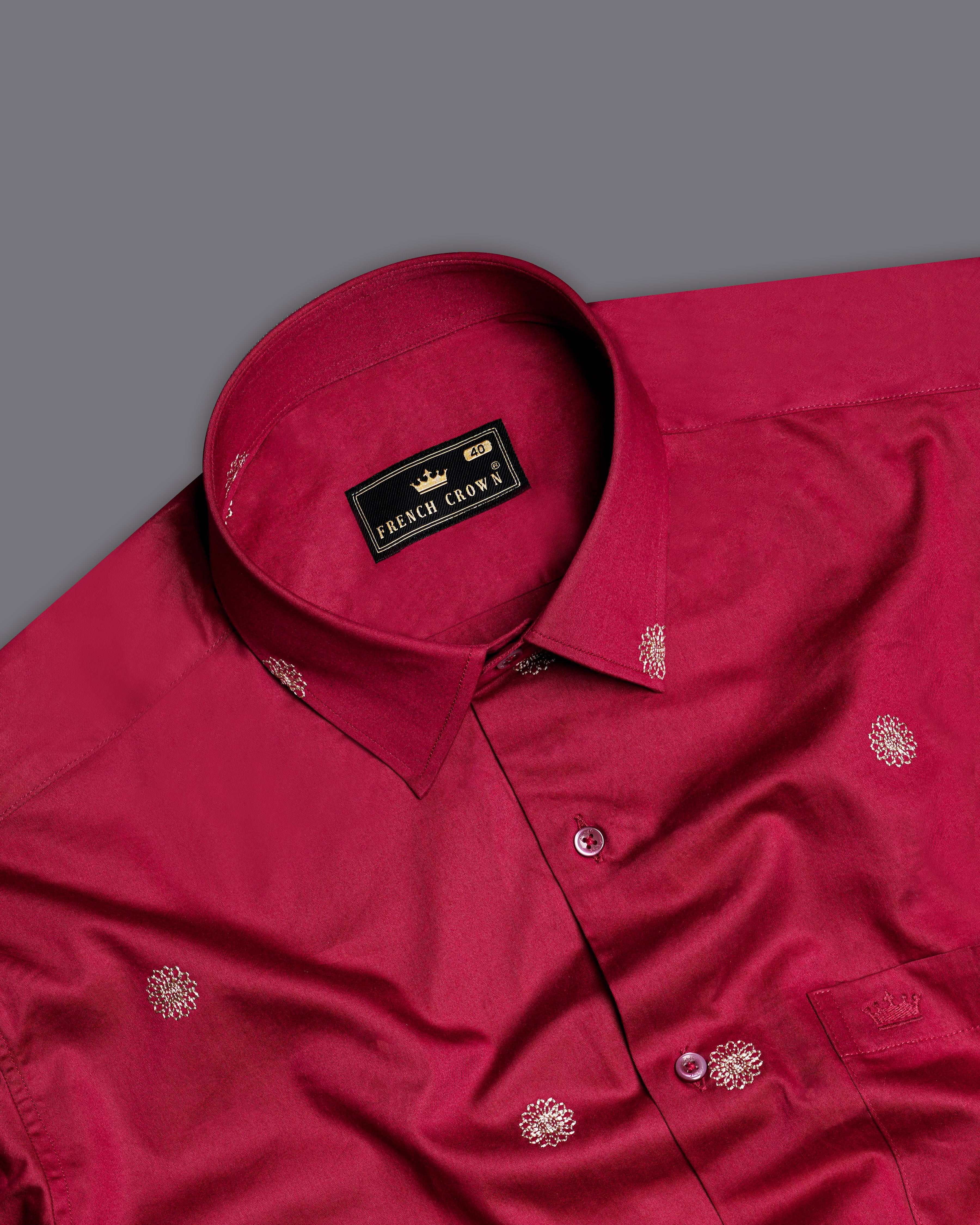 Mulberry Red with Negroni Cream Embroidered Super Soft Premium Cotton Shirt 9863-MN-38, 9863-MN-H-38, 9863-MN-39, 9863-MN-H-39, 9863-MN-40, 9863-MN-H-40, 9863-MN-42, 9863-MN-H-42, 9863-MN-44, 9863-MN-H-44, 9863-MN-46, 9863-MN-H-46, 9863-MN-48, 9863-MN-H-48, 9863-MN-50, 9863-MN-H-50, 9863-MN-52, 9863-MN-H-52