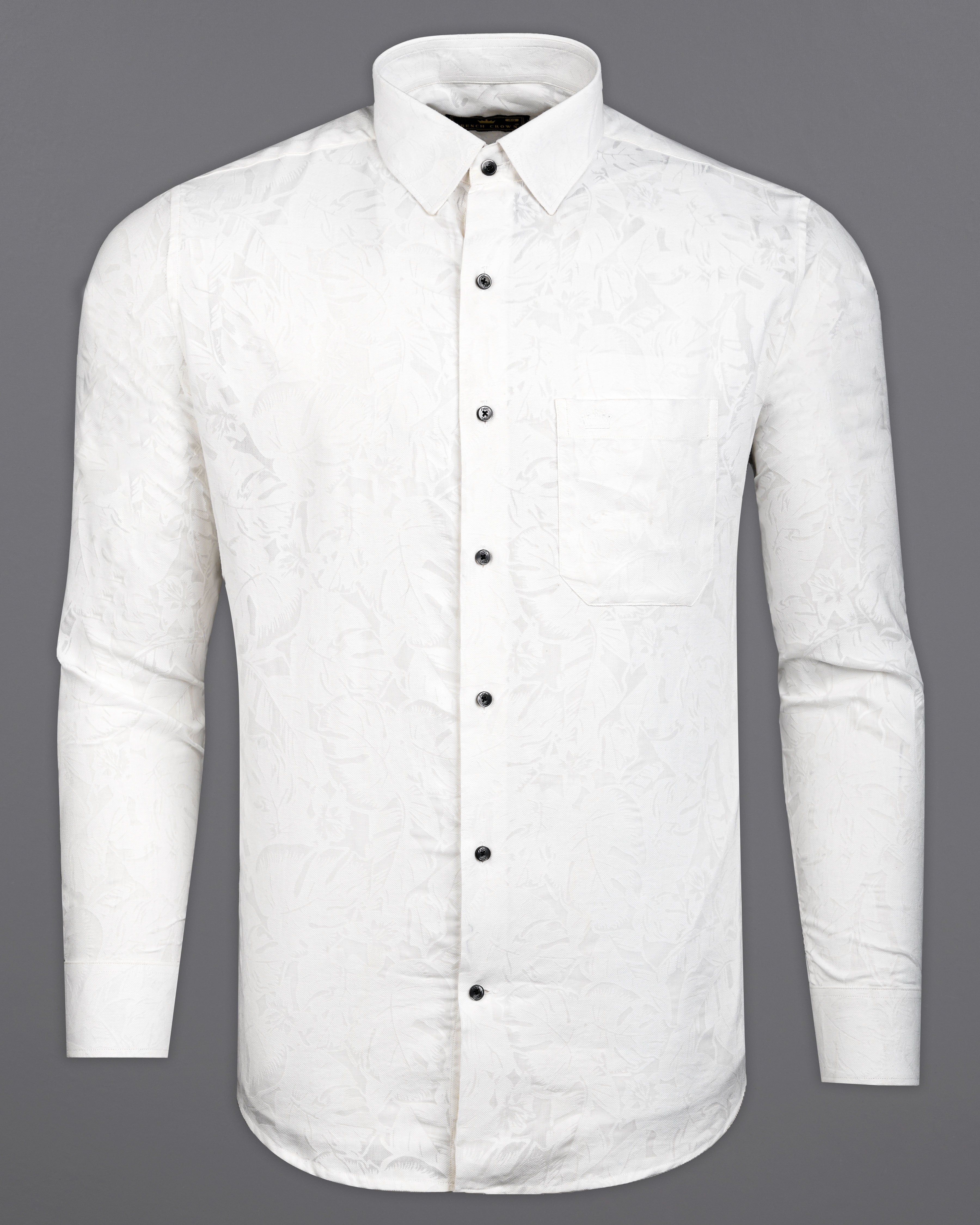 Bright White Formal/Casual Textured Premium Cotton Shirt For