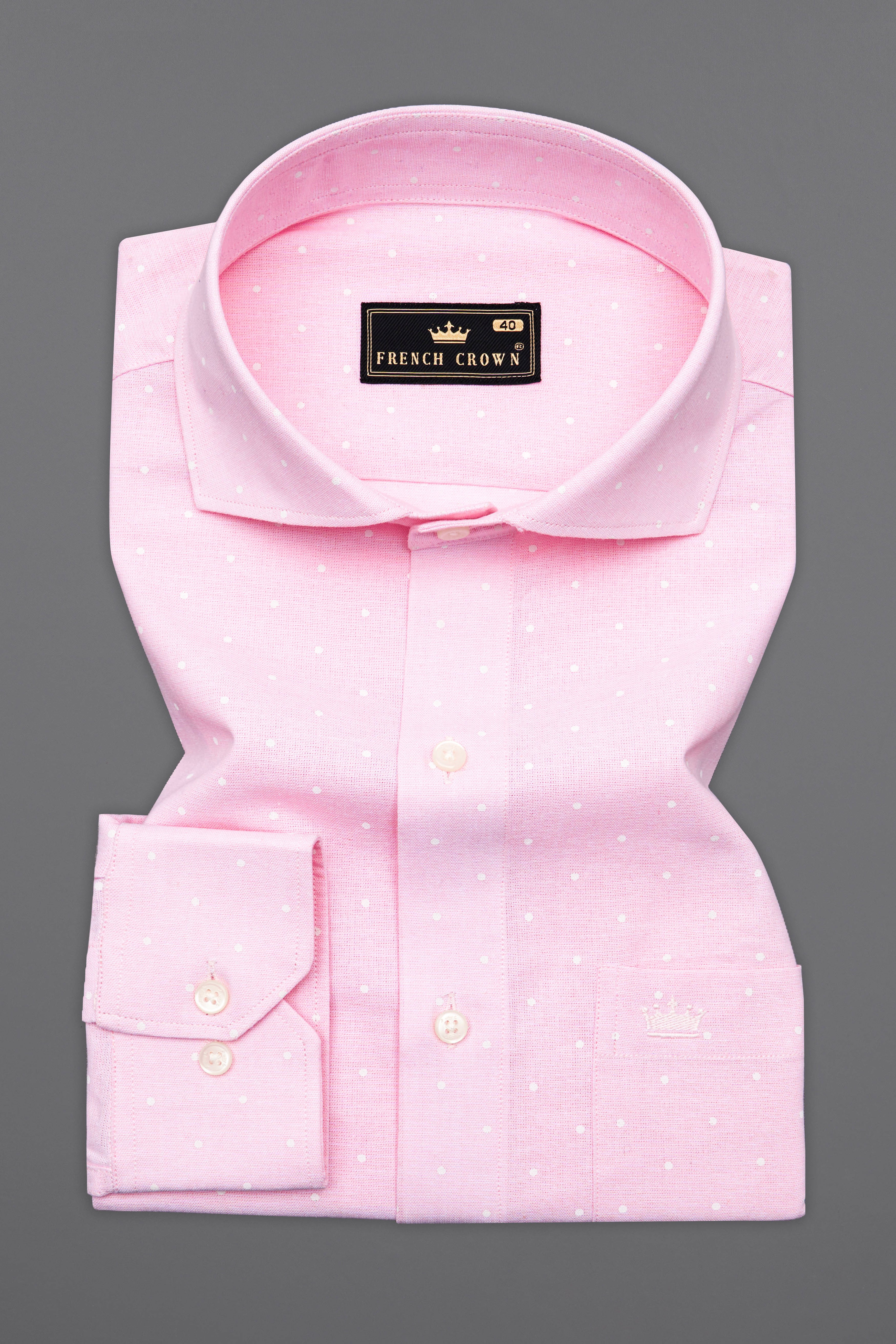 Carousel Pink and White Textured Luxurious Linen Shirt
