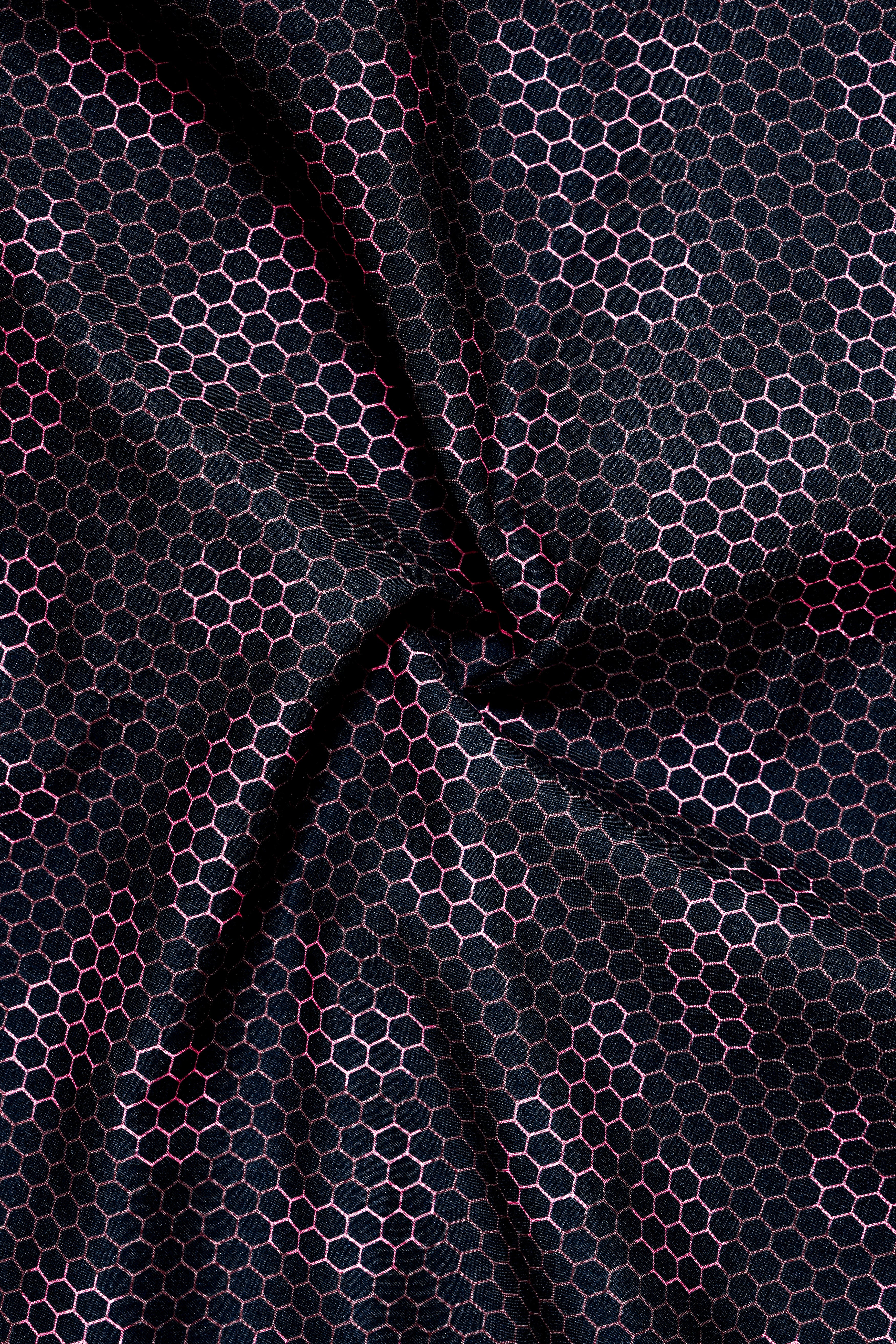 Haiti Black and Amaranth Red Honeycomb Printed Super Soft Premium Cotton Shirt