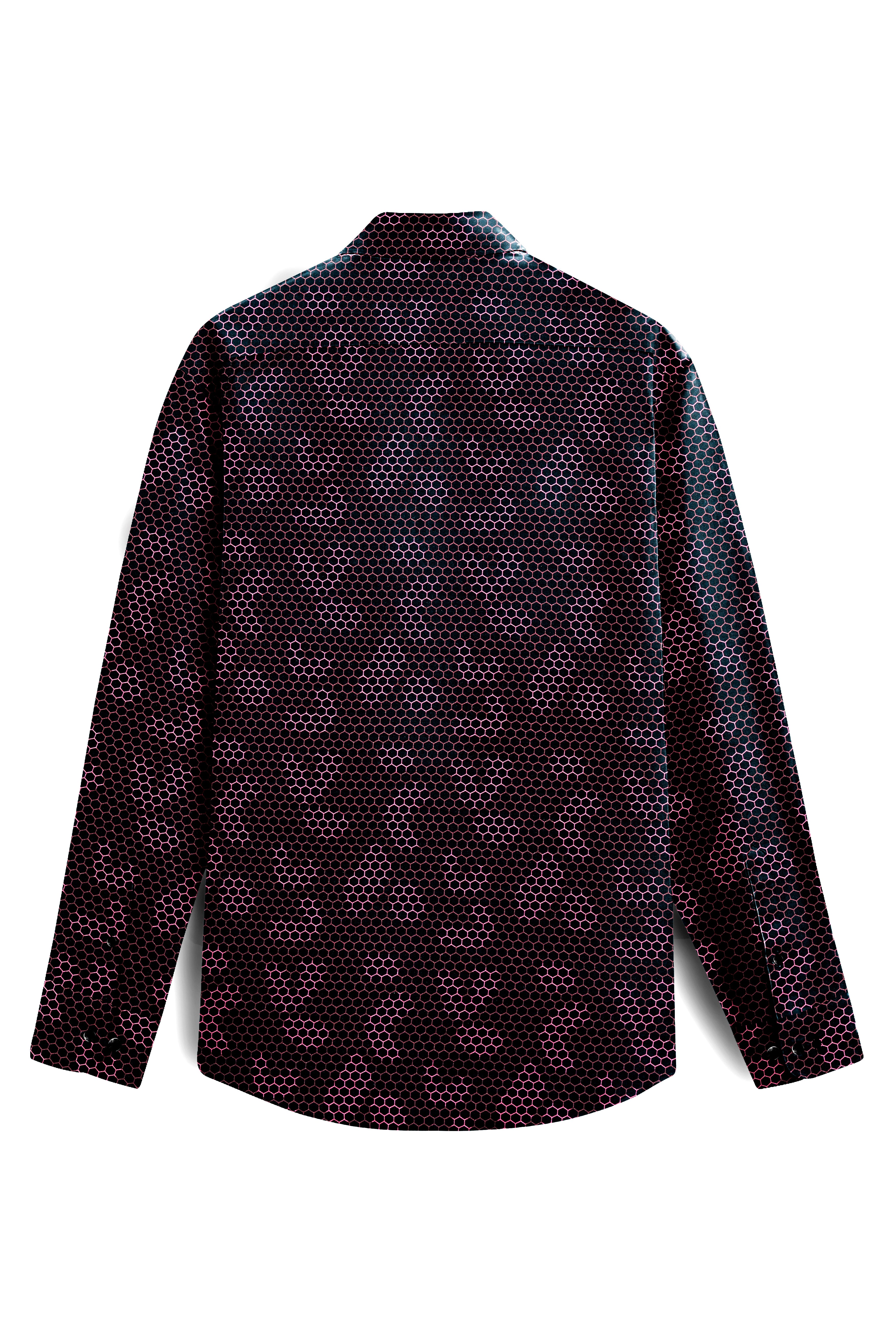 Haiti Black and Amaranth Red Honeycomb Printed Super Soft Premium Cotton Shirt