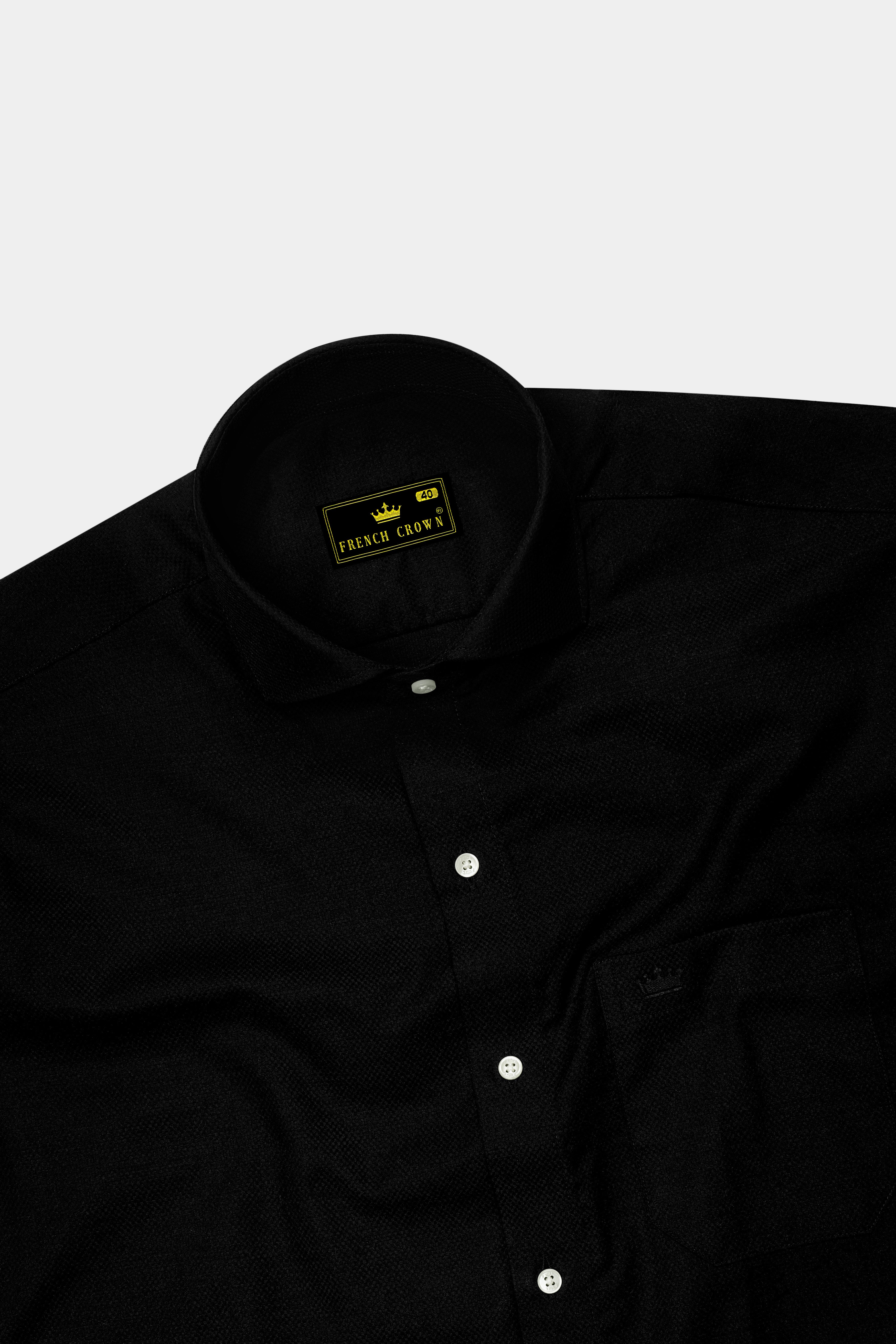 Jade Black Dobby Textured Premium Giza Cotton Shirt
