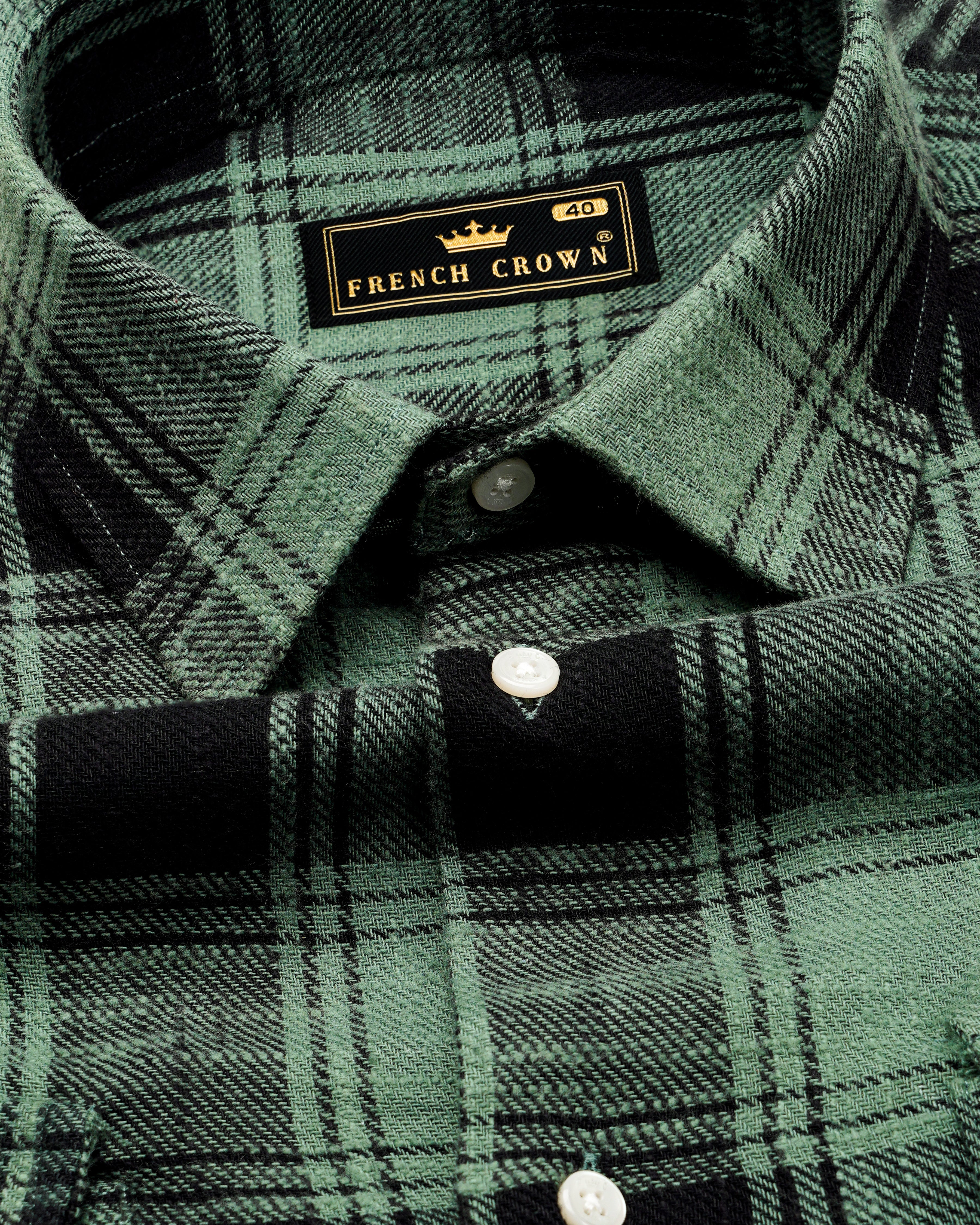 Oxley Green and Black Plaid Flannel Overshirt/Shacket 9883-OS-FP-38, 9883-OS-FP-H-38, 9883-OS-FP-39, 9883-OS-FP-H-39, 9883-OS-FP-40, 9883-OS-FP-H-40, 9883-OS-FP-42, 9883-OS-FP-H-42, 9883-OS-FP-44, 9883-OS-FP-H-44, 9883-OS-FP-46, 9883-OS-FP-H-46, 9883-OS-FP-48, 9883-OS-FP-H-48, 9883-OS-FP-50, 9883-OS-FP-H-50, 9883-OS-FP-52, 9883-OS-FP-H-52