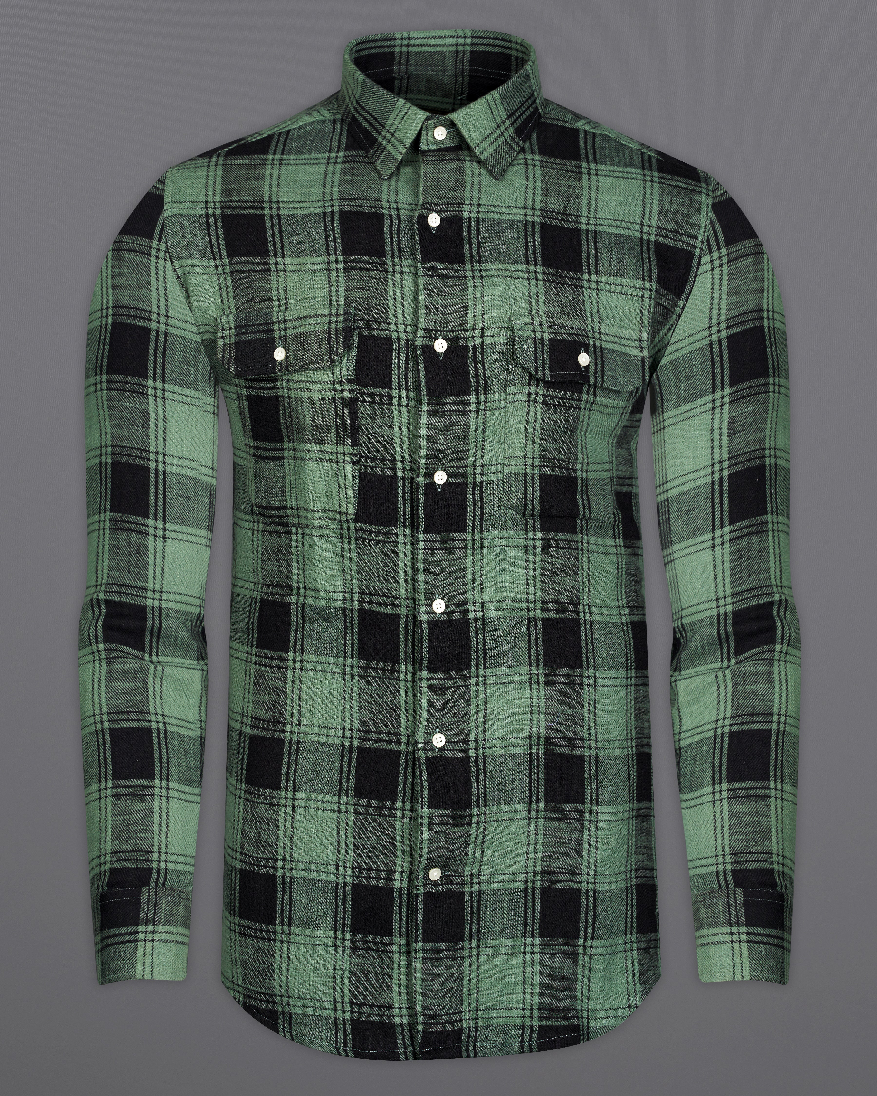 Oxley Green and Black Plaid Flannel Overshirt/Shacket 9883-OS-FP-38, 9883-OS-FP-H-38, 9883-OS-FP-39, 9883-OS-FP-H-39, 9883-OS-FP-40, 9883-OS-FP-H-40, 9883-OS-FP-42, 9883-OS-FP-H-42, 9883-OS-FP-44, 9883-OS-FP-H-44, 9883-OS-FP-46, 9883-OS-FP-H-46, 9883-OS-FP-48, 9883-OS-FP-H-48, 9883-OS-FP-50, 9883-OS-FP-H-50, 9883-OS-FP-52, 9883-OS-FP-H-52