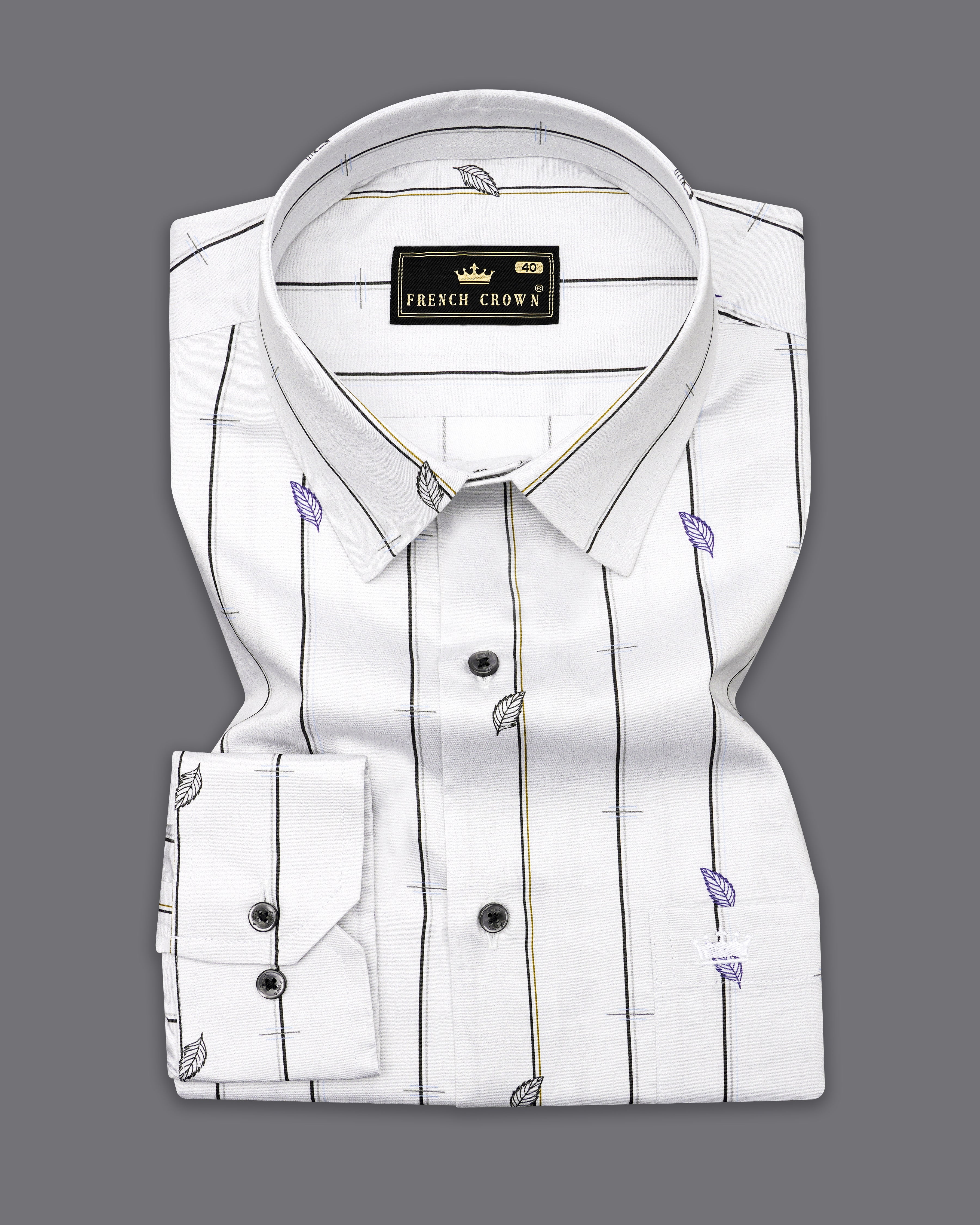 Bright White Striped with Leaves Printed Super Soft Premium Cotton Shirt 9887-BLK-38, 9887-BLK-H-38, 9887-BLK-39, 9887-BLK-H-39, 9887-BLK-40, 9887-BLK-H-40, 9887-BLK-42, 9887-BLK-H-42, 9887-BLK-44, 9887-BLK-H-44, 9887-BLK-46, 9887-BLK-H-46, 9887-BLK-48, 9887-BLK-H-48, 9887-BLK-50, 9887-BLK-H-50, 9887-BLK-52, 9887-BLK-H-52