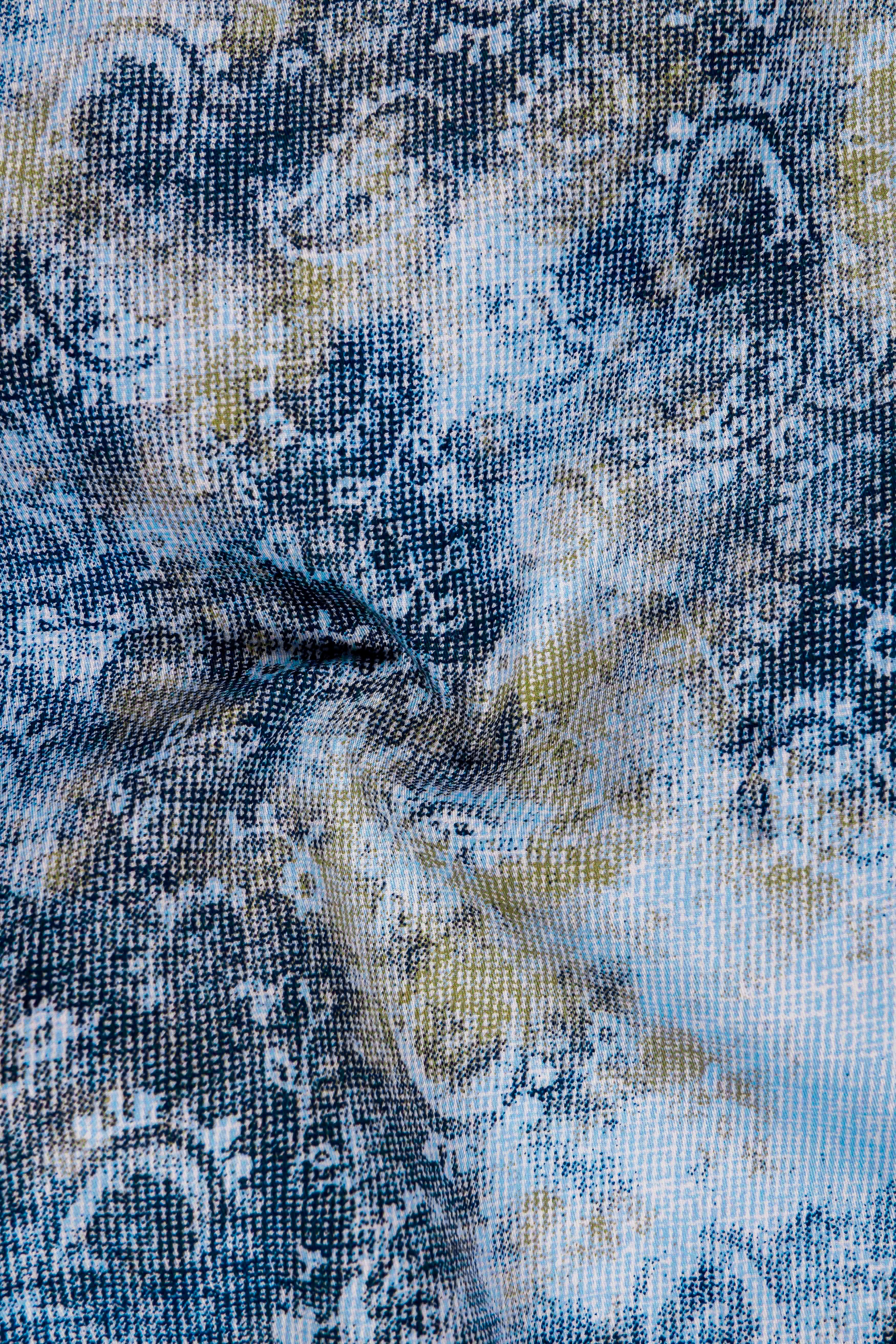 Bright White with Bison Hide Brown and East Bay Blue Paisley Printed Premium Cotton Kurta Shirt