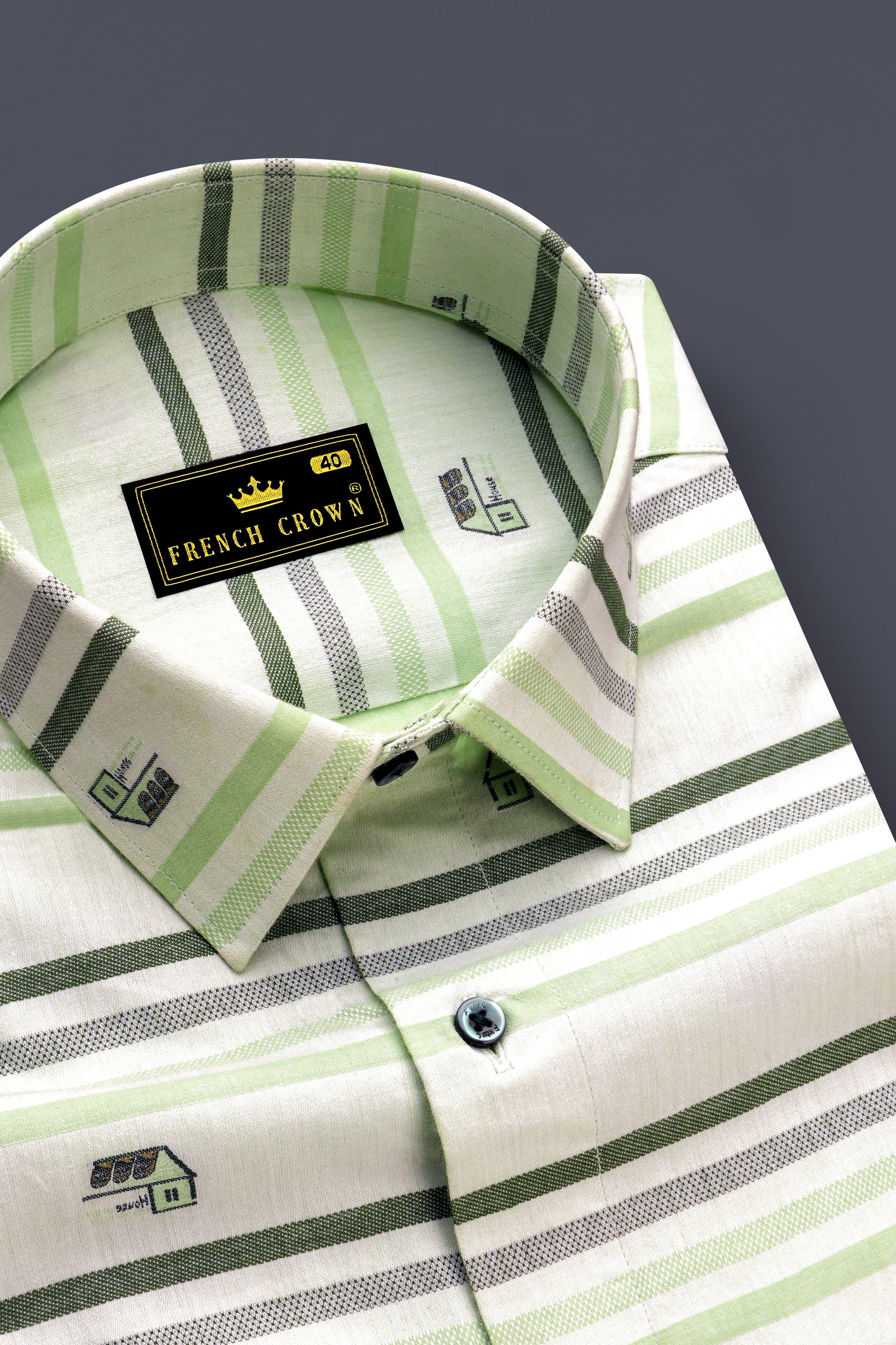 Catskill with Surf Crest Green Striped Dobby Premium Giza Cotton Shirt